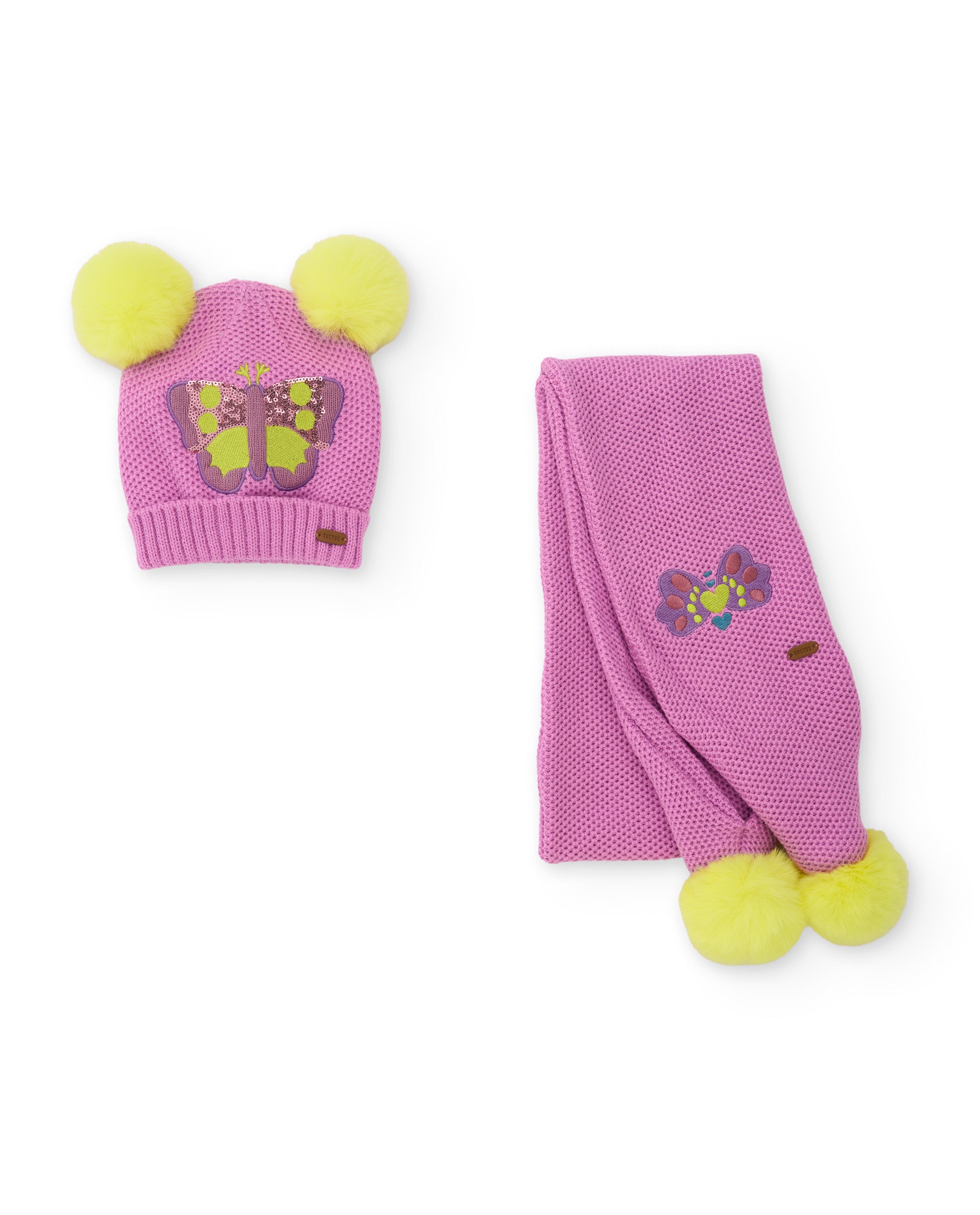 TucTuc Accessori set berretto sciarpa bimba rosa farfalle