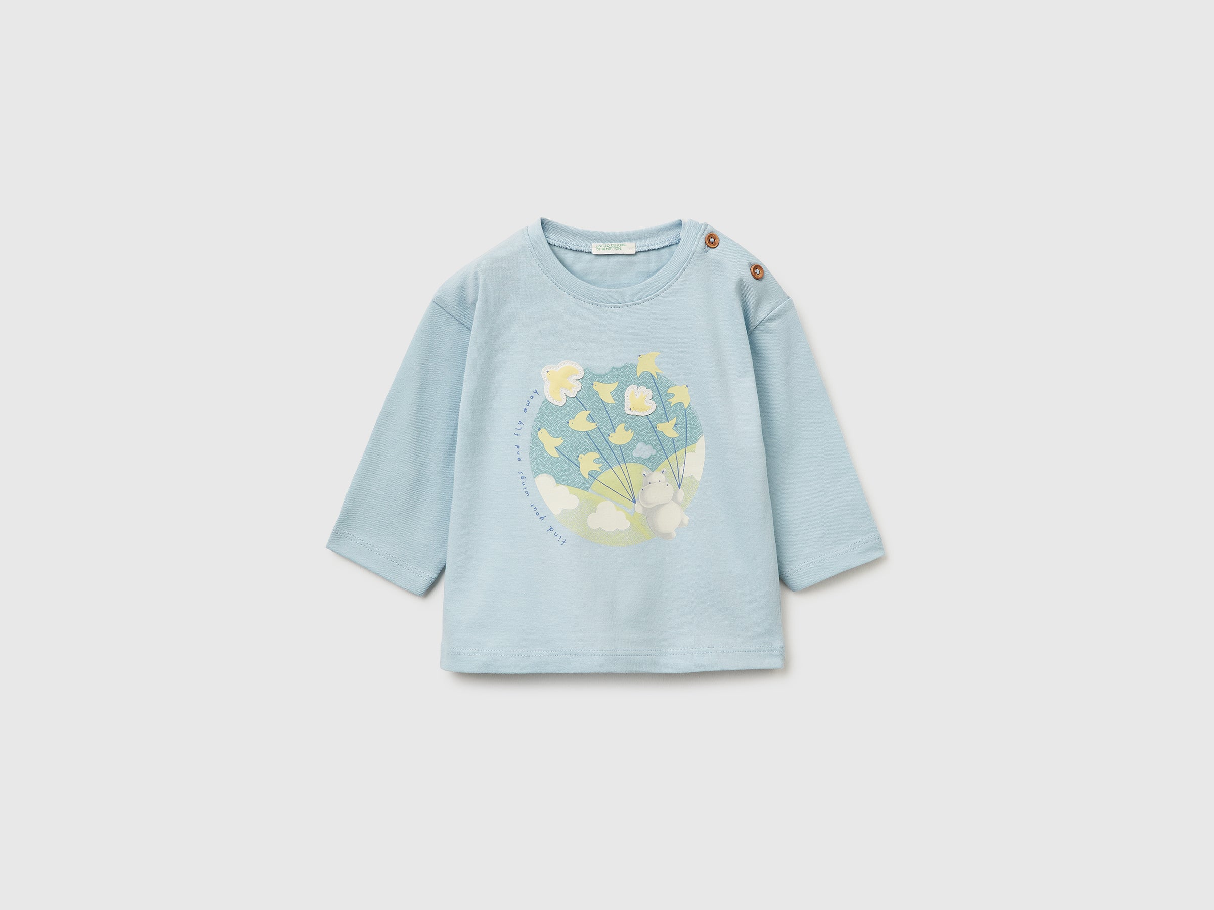 United Colors of Benetton Maglietta Neonato Cotone Bio con Patch