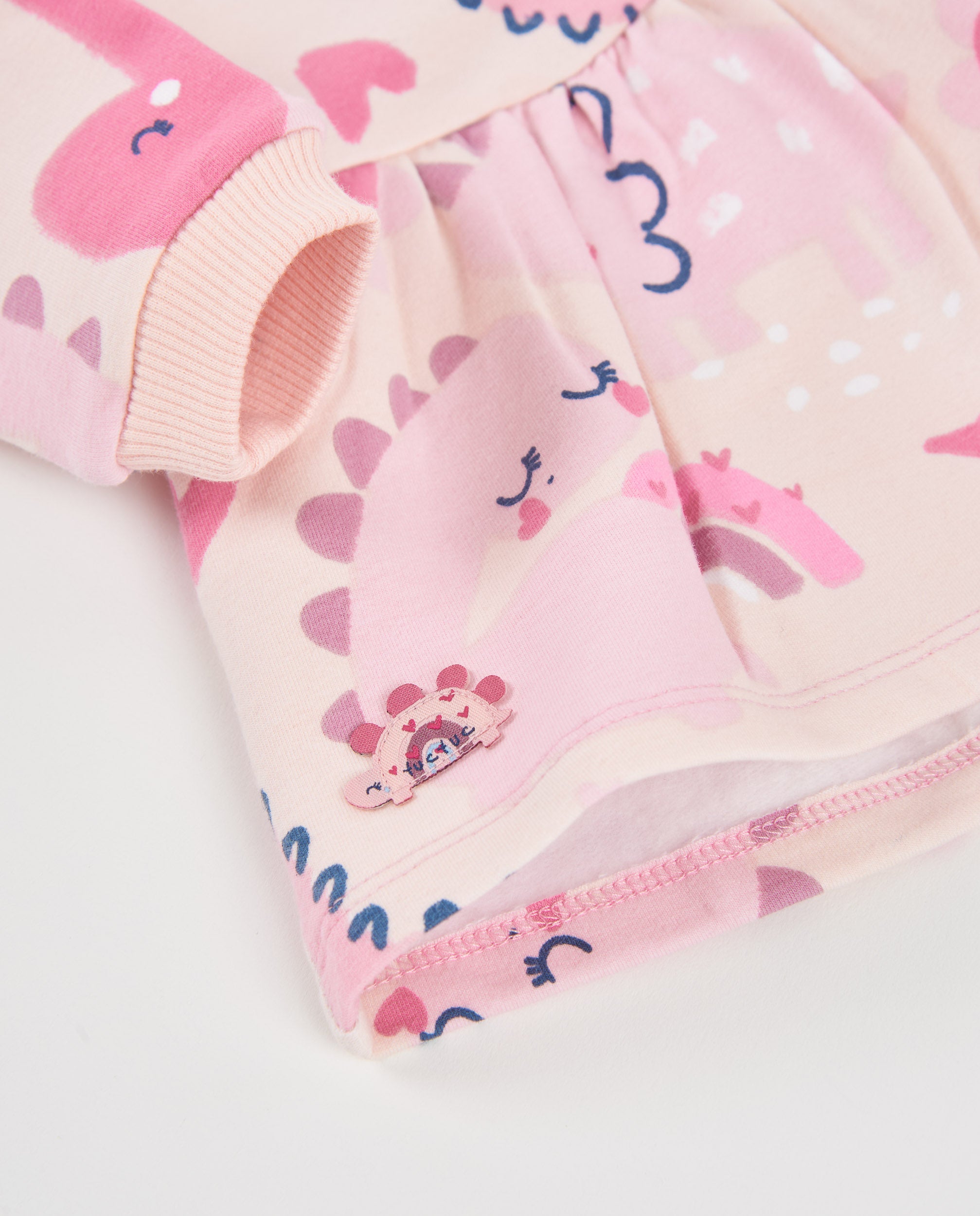 TucTuc Vestiti vestito neonata felpa rosa dinosauri