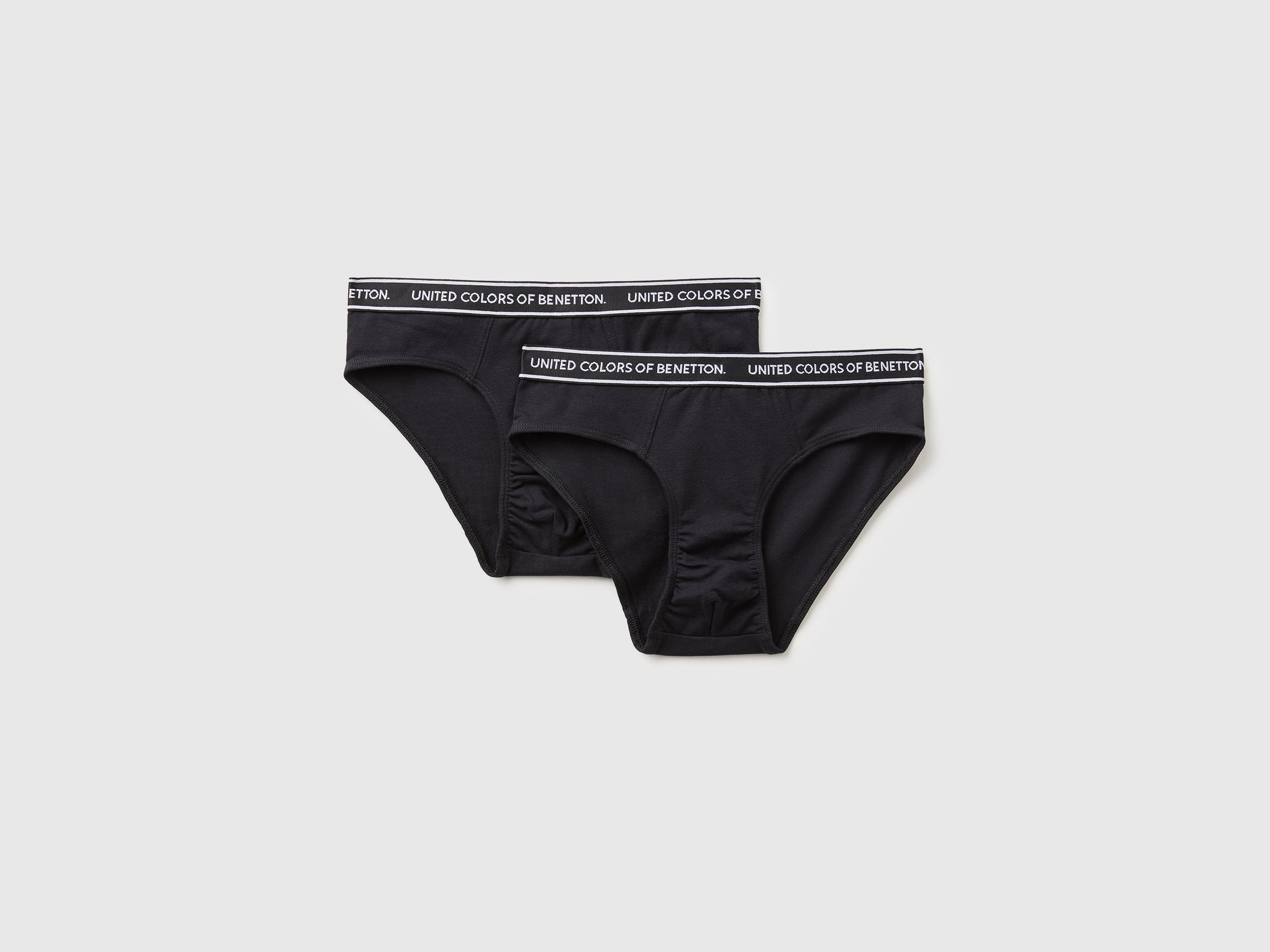 United Colors of Benetton Logo set 2 slip cotone nero 3-4