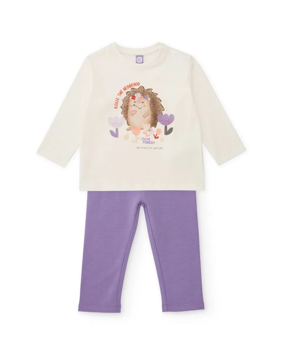TucTuc Completi maglia e leggings bambina bianco 6M cotone