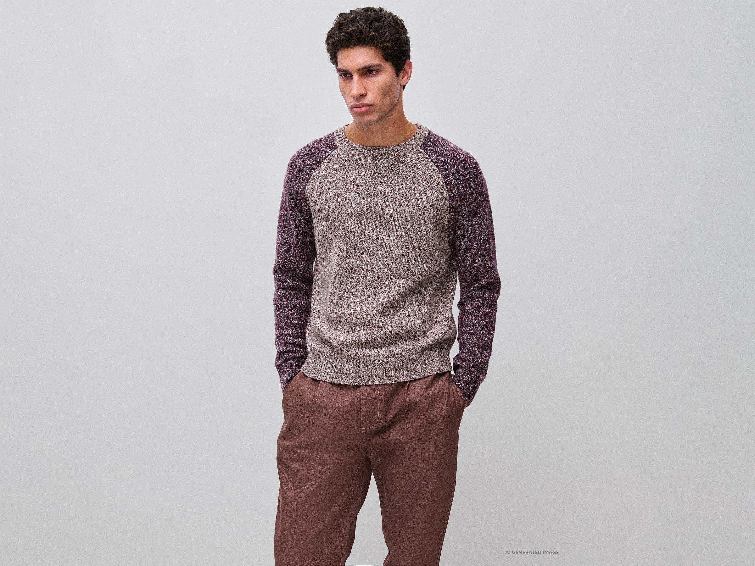 United Colors of Benetton maglione color block lana girocollo