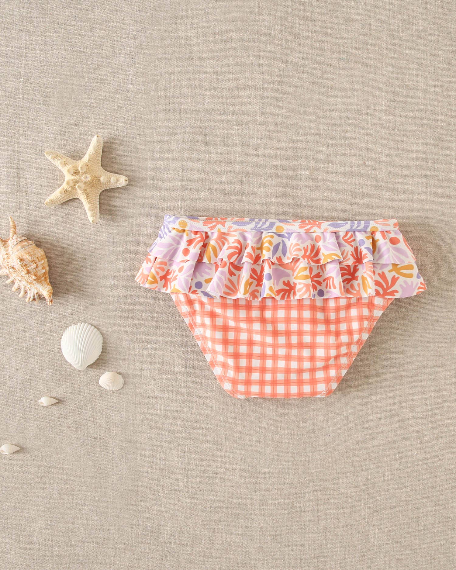 Dadati Costume Slip Bimba Floreale Vichy Arancione 18 Mesi