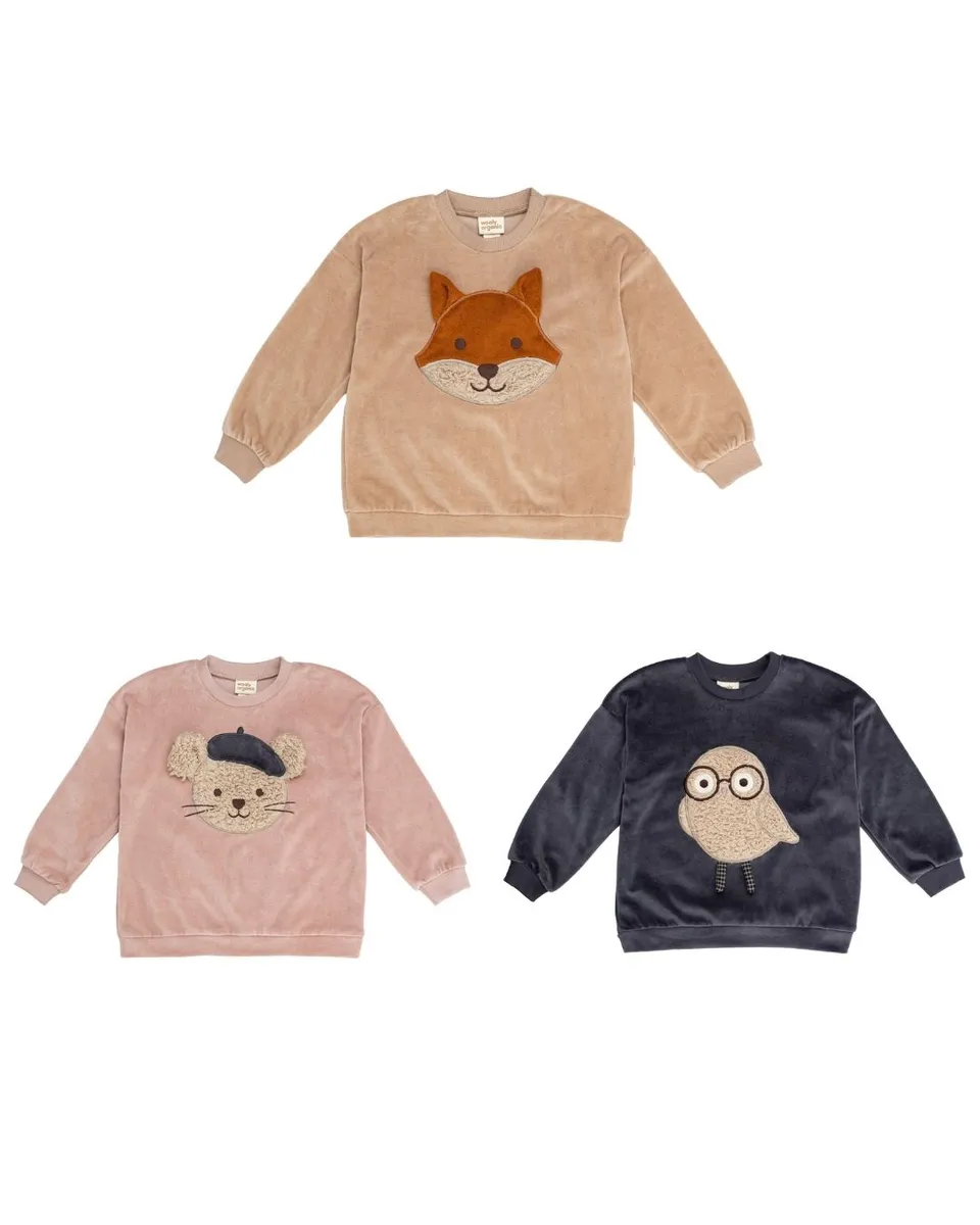 Woolly Organic Embroidered Sweater maglione velluto bio ricamo
