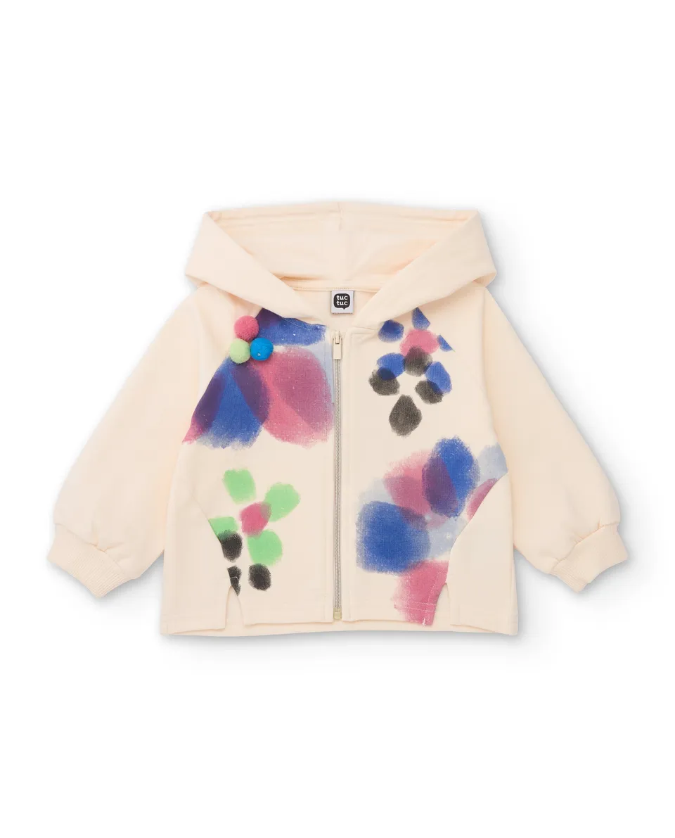 TucTuc Felpe Giacca bambina crudo felpa cappuccio fiori