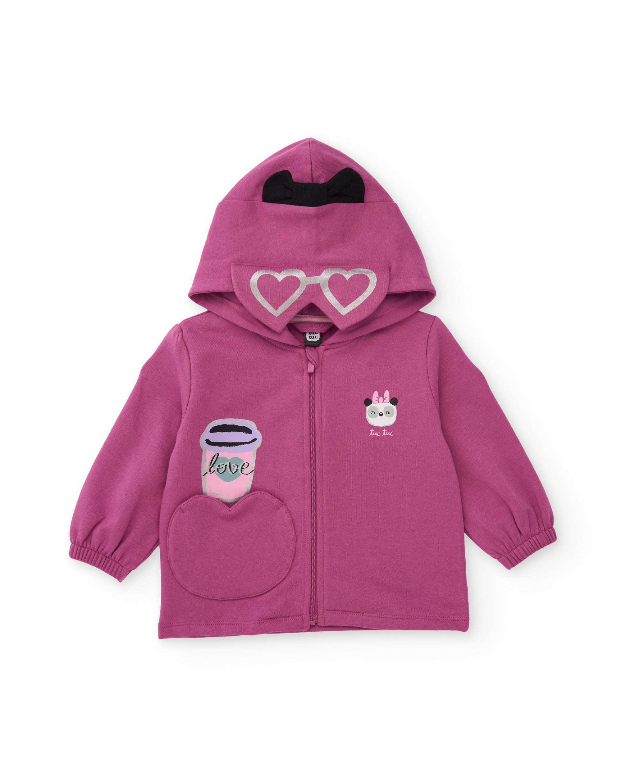 TucTuc Felpe NY Fun Felpa Bimba Viola Cappuccio Zip