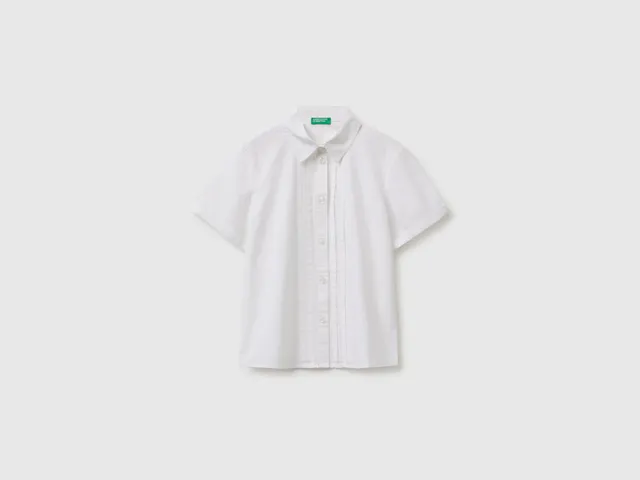 United Colors of Benetton Camicia Maniche Corte Cotone Plissé Taglia S