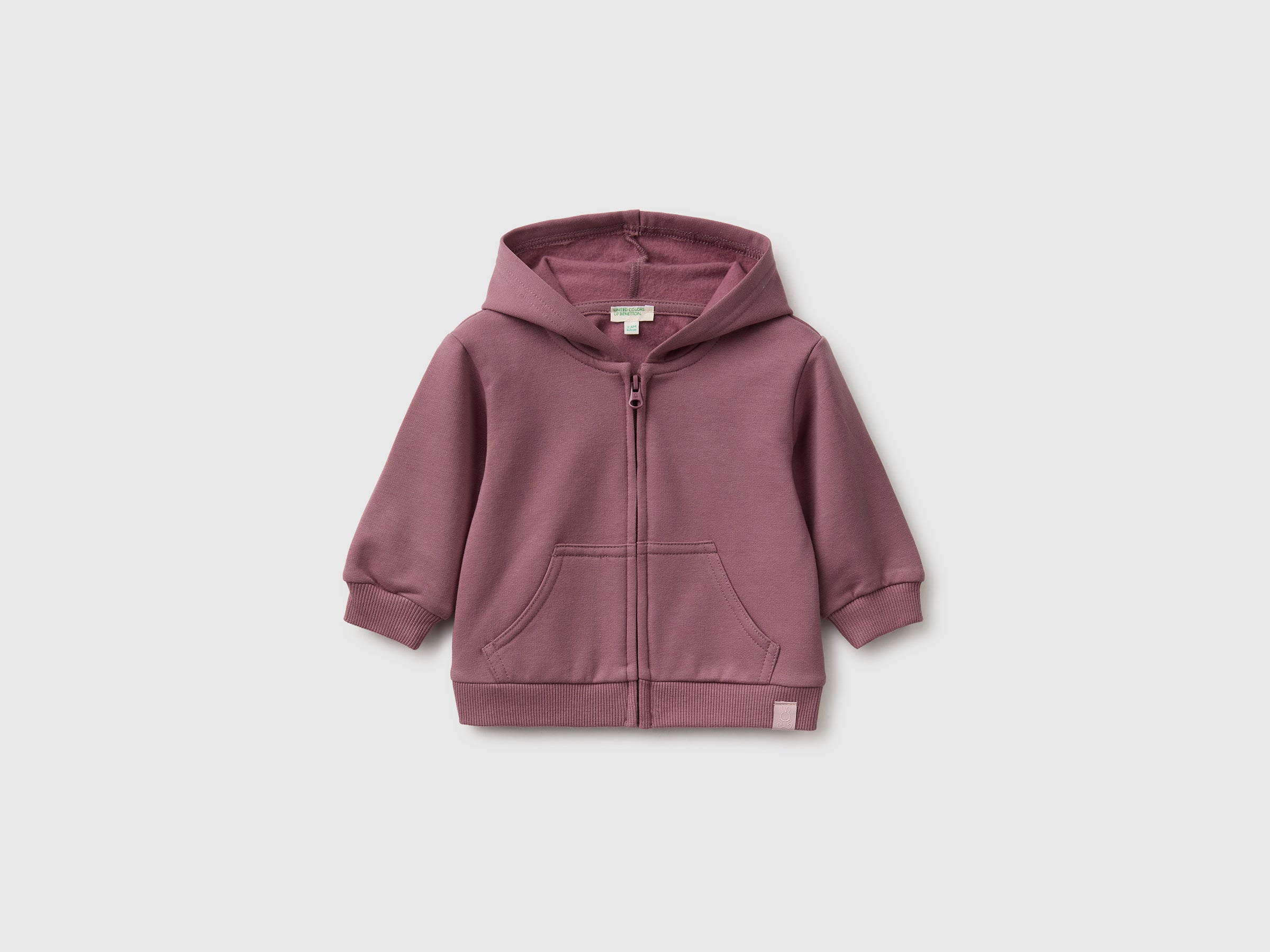 United Colors of Benetton Felpa zip cappuccio orecchie cotone bio