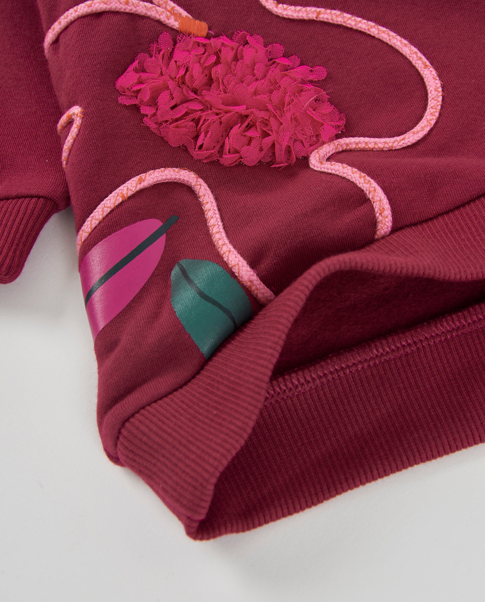 TucTuc Vestiti bambina bordeaux felpa cappuccio fiori