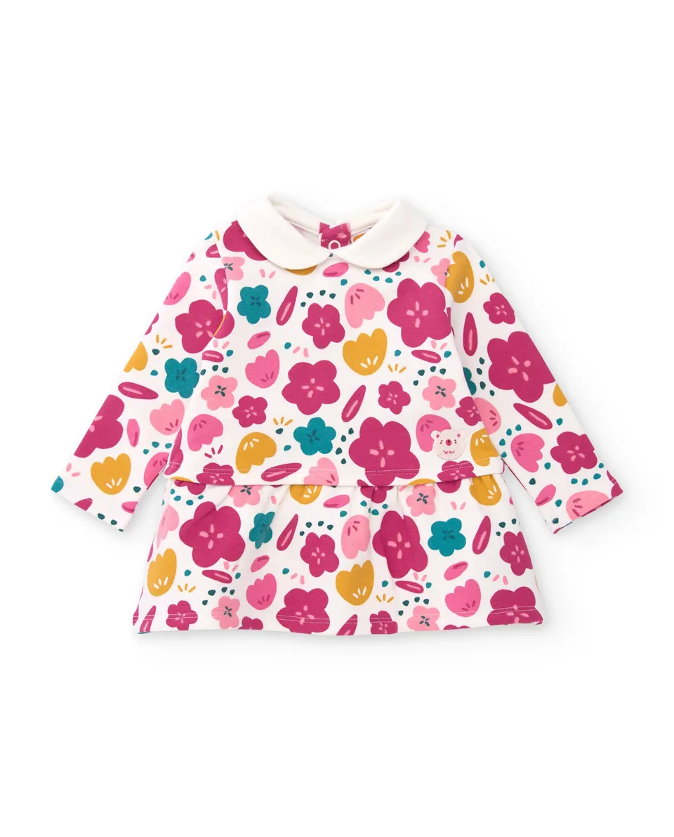 TucTuc Vestiti Vestito Felpa Neonata Multicolor Fiori Maniche Lunghe