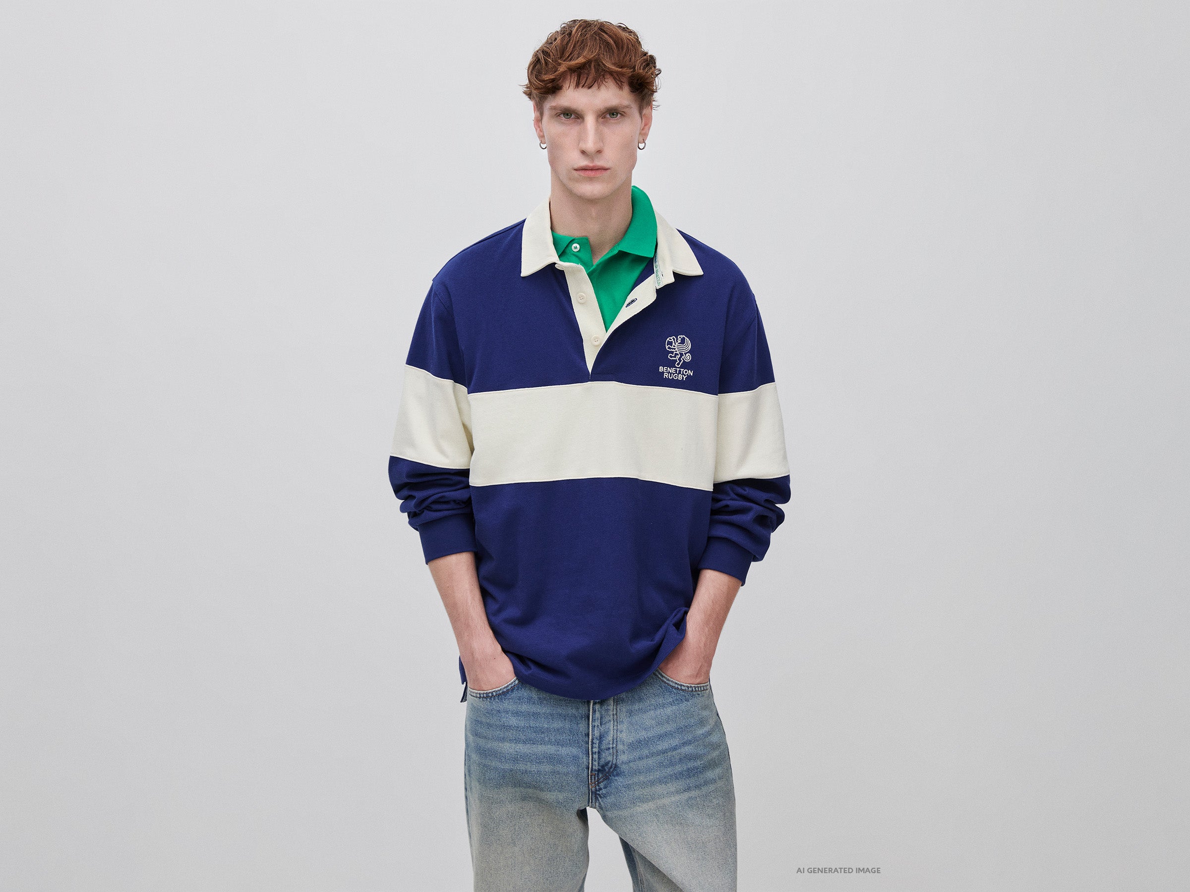 United Colors of Benetton Polos Polo Rugby Blu Cotone L