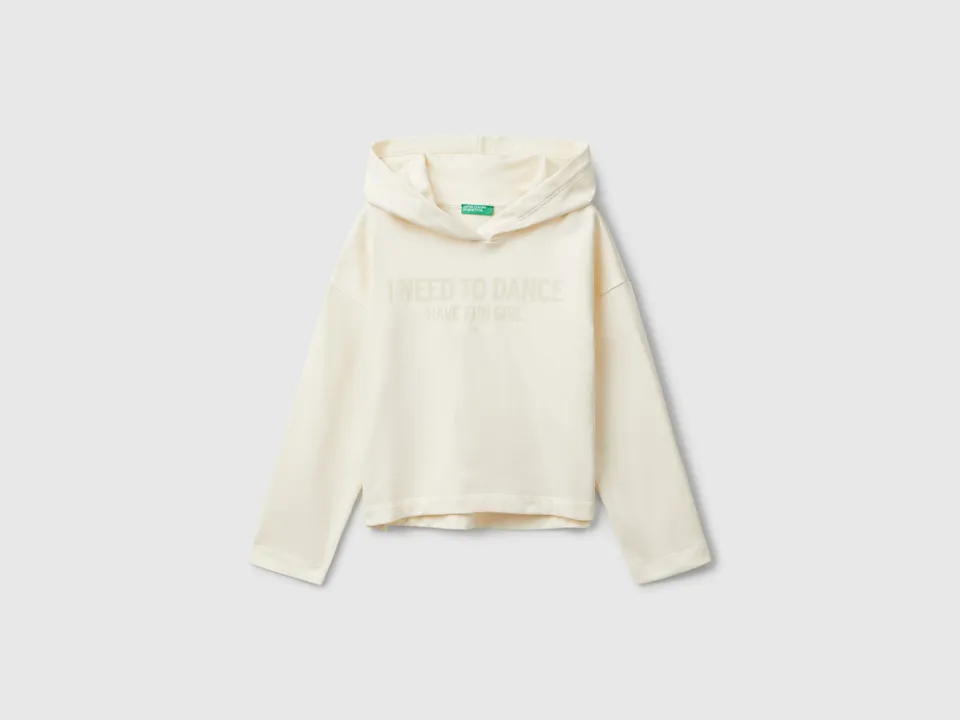 United Colors of Benetton Sweatshirt felpa cotone cappuccio scritta