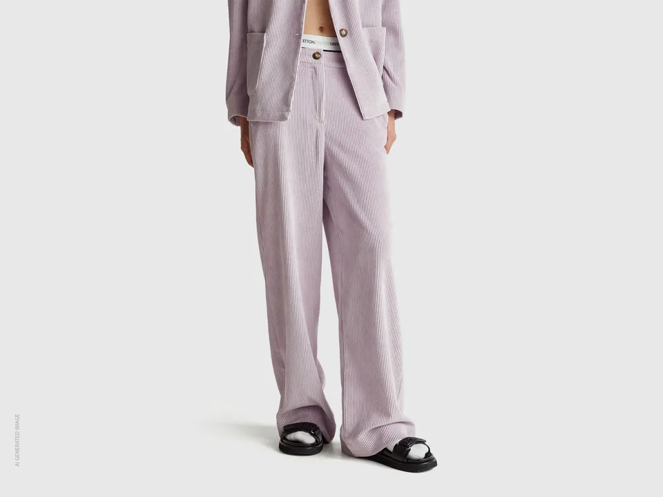 Benetton Trousers pantaloni velluto 42 zampa flare