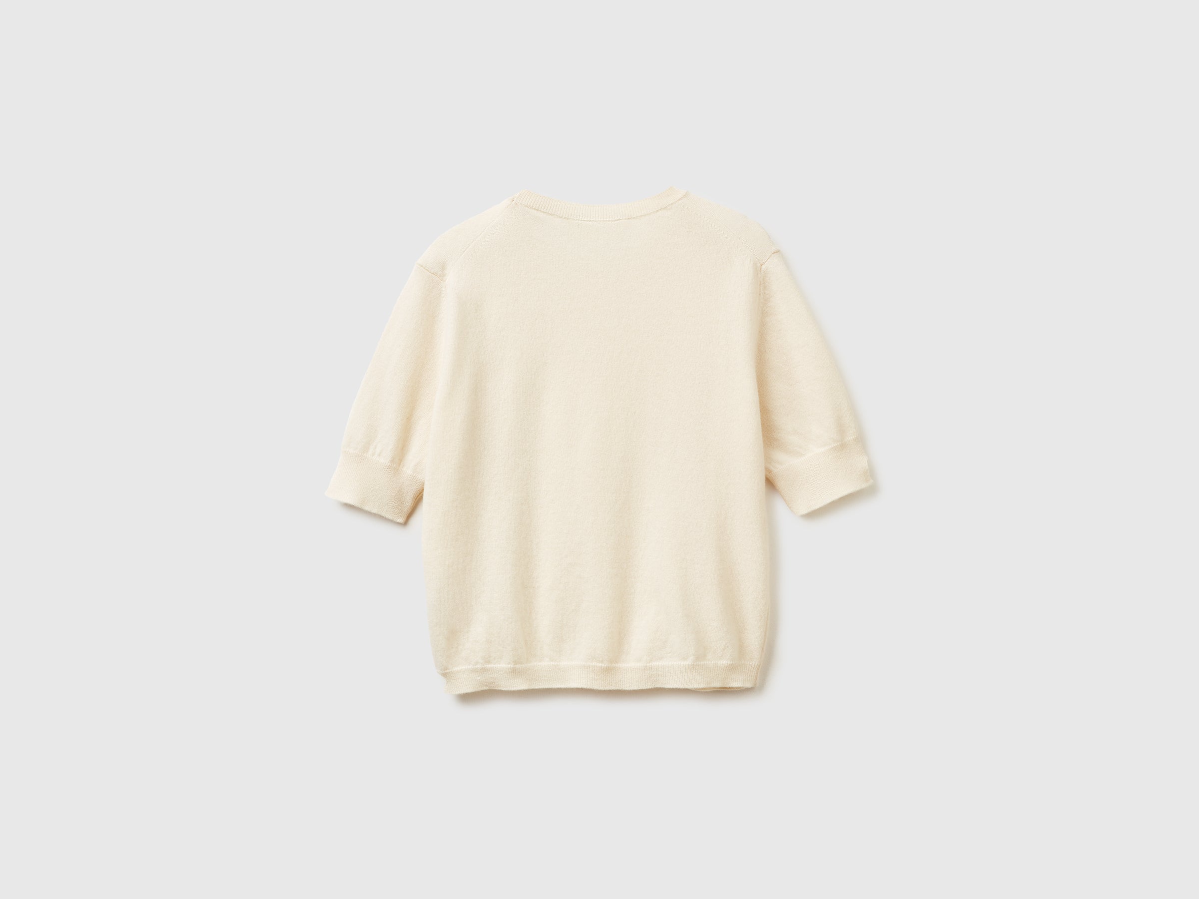 United Colors of Benetton Maglione Manica Corta Lana Merino Crema M