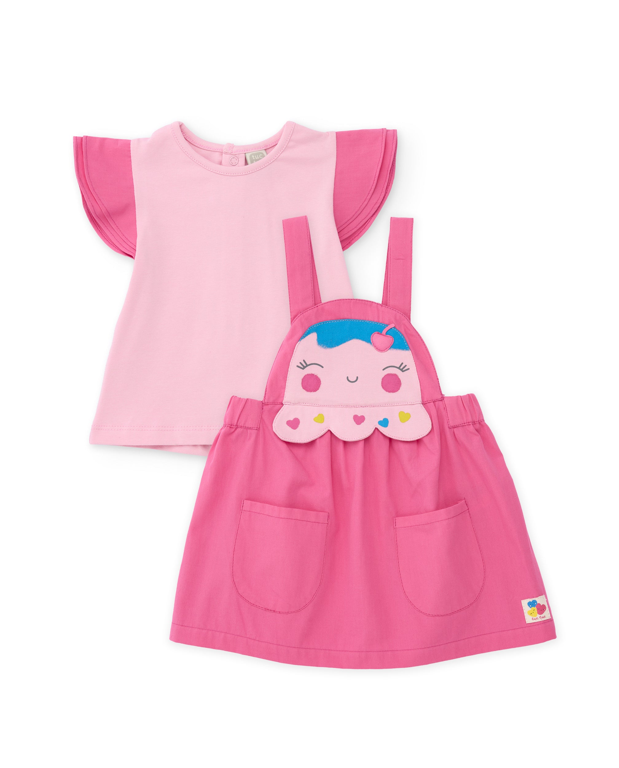 TucTuc Completi completo neonata rosa salopette gonna