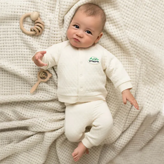 Pamboo Organic giacca neonato cotone bio crema bottoni
