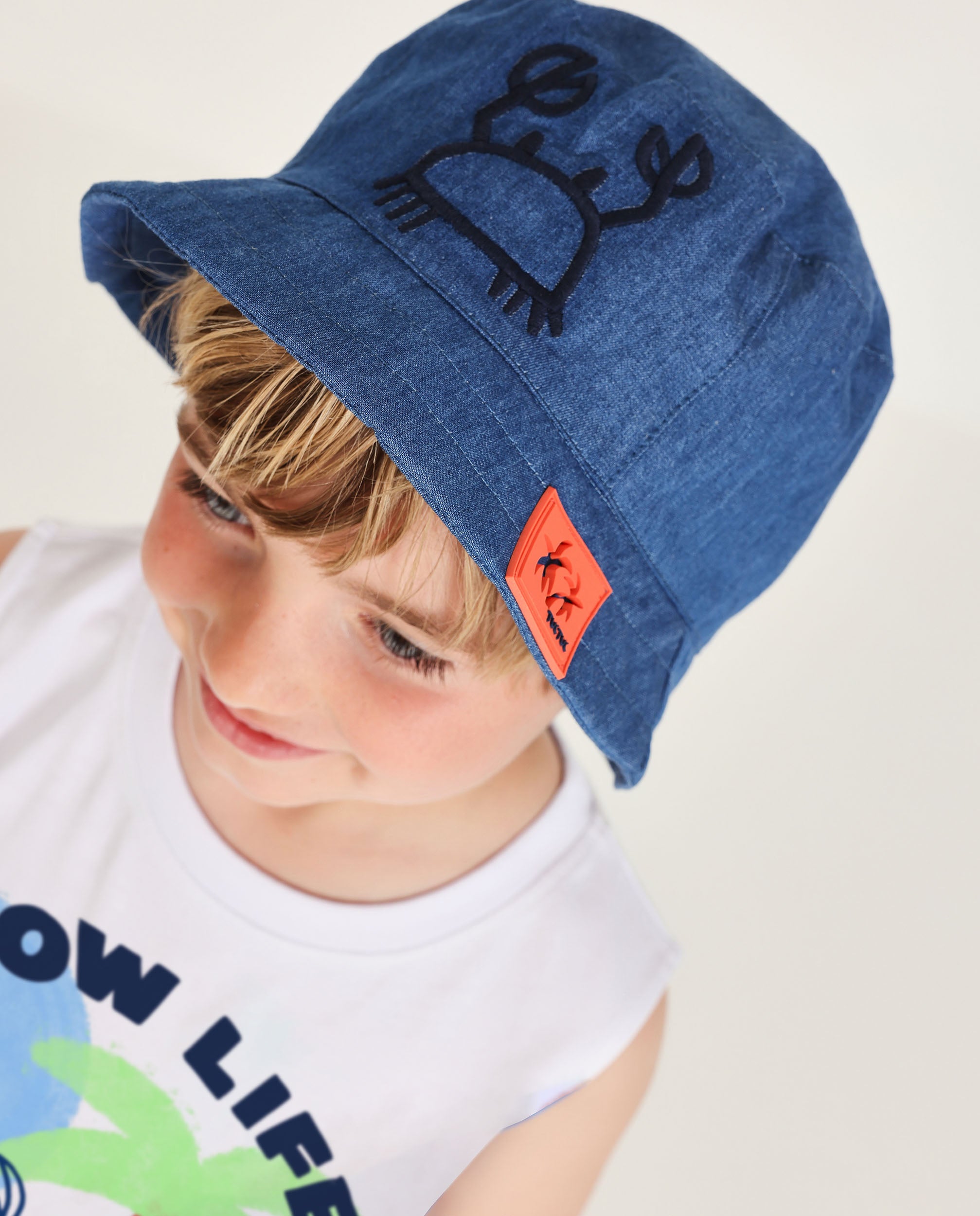TucTuc Accessori cappello bambino jeans ricamo granchio sole