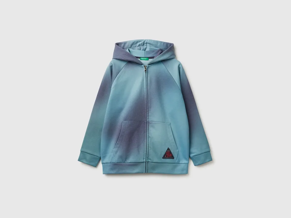 United Colors of Benetton Felpa con Cappuccio Zip Stampa Sfumata S