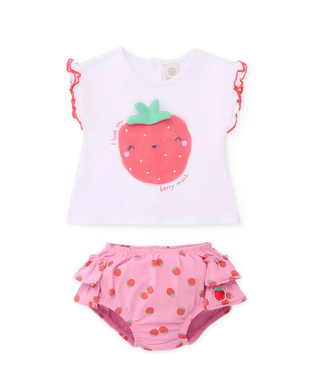 TucTuc Completi Set Neonato Bianco Cotone Fragola