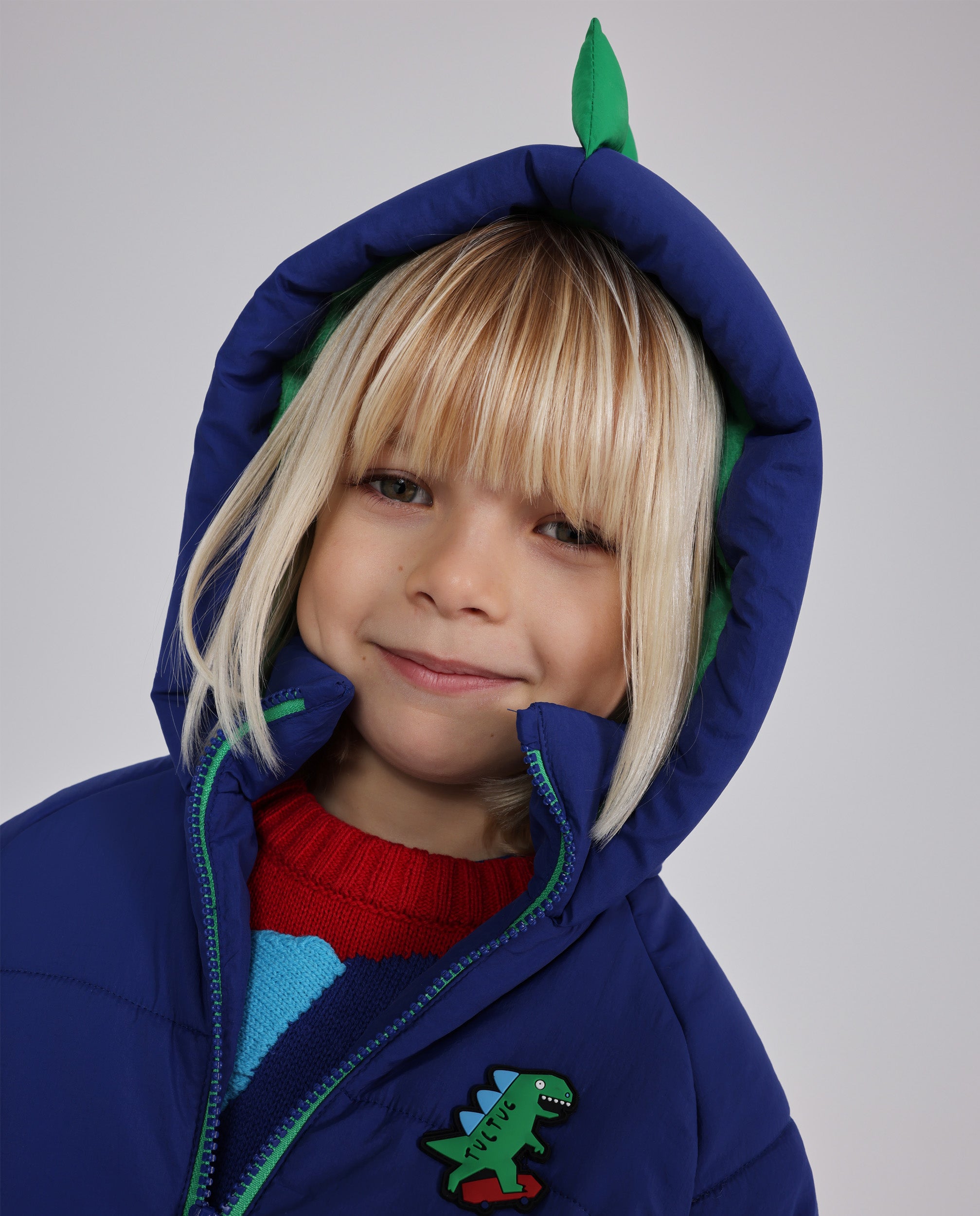 TucTuc Cappotto imbottito bambino blu con dinosauro