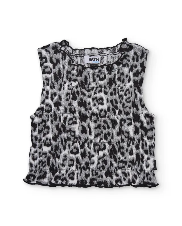 TucTuc Maglietta top animalier bambina nero elastico