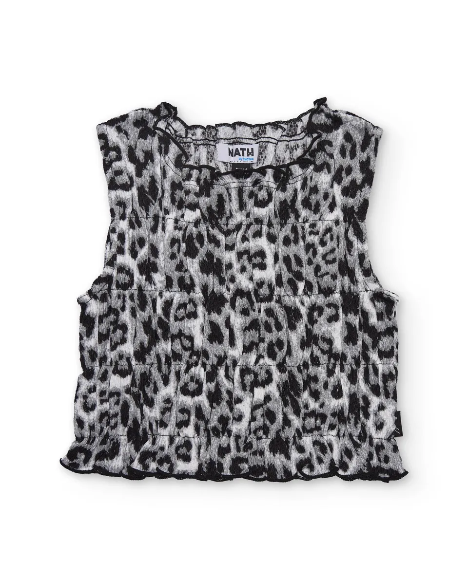 TucTuc Maglietta top animalier bambina nero elastico