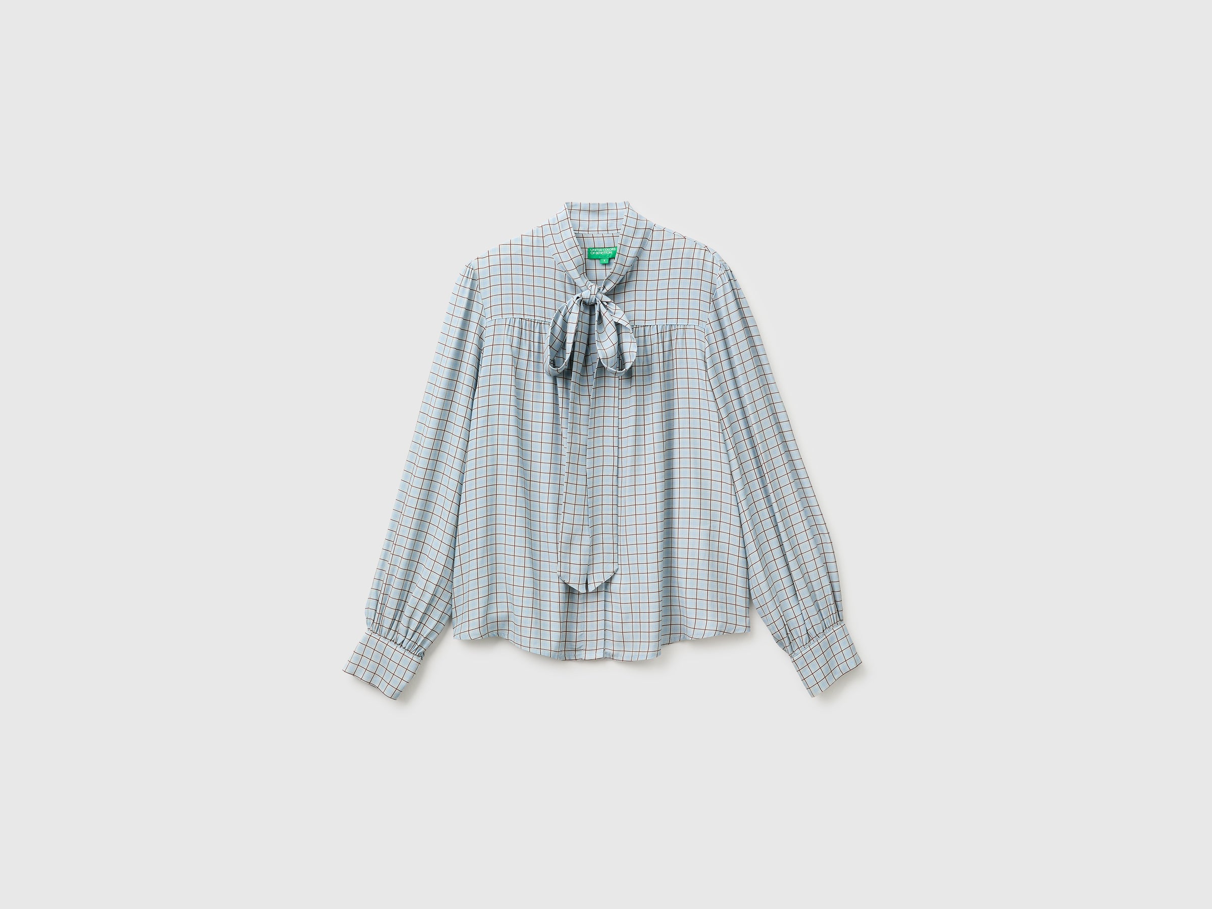 United Colors of Benetton camicia vichy viscosa con fiocco