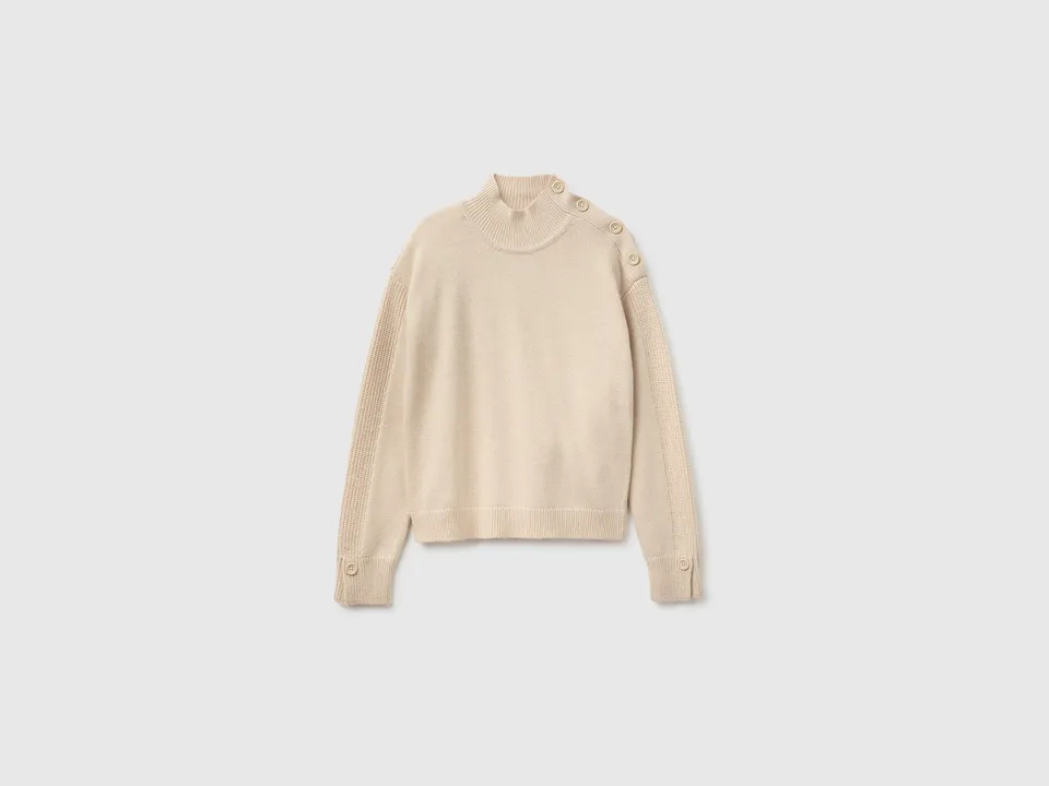 United Colors of Benetton Maglione Bottoni Lana Cashmere S