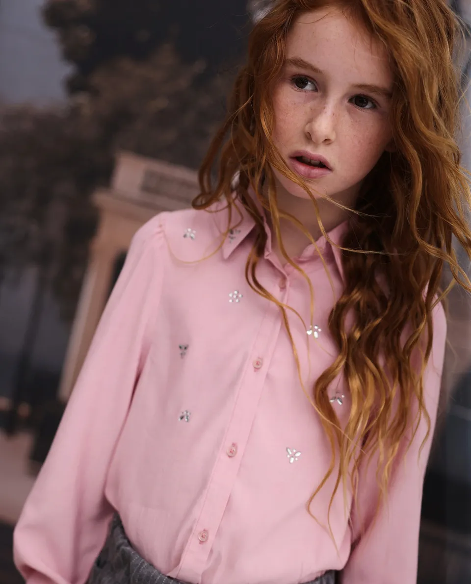 TucTuc Camicette Camicia bambina tela gemme rosa