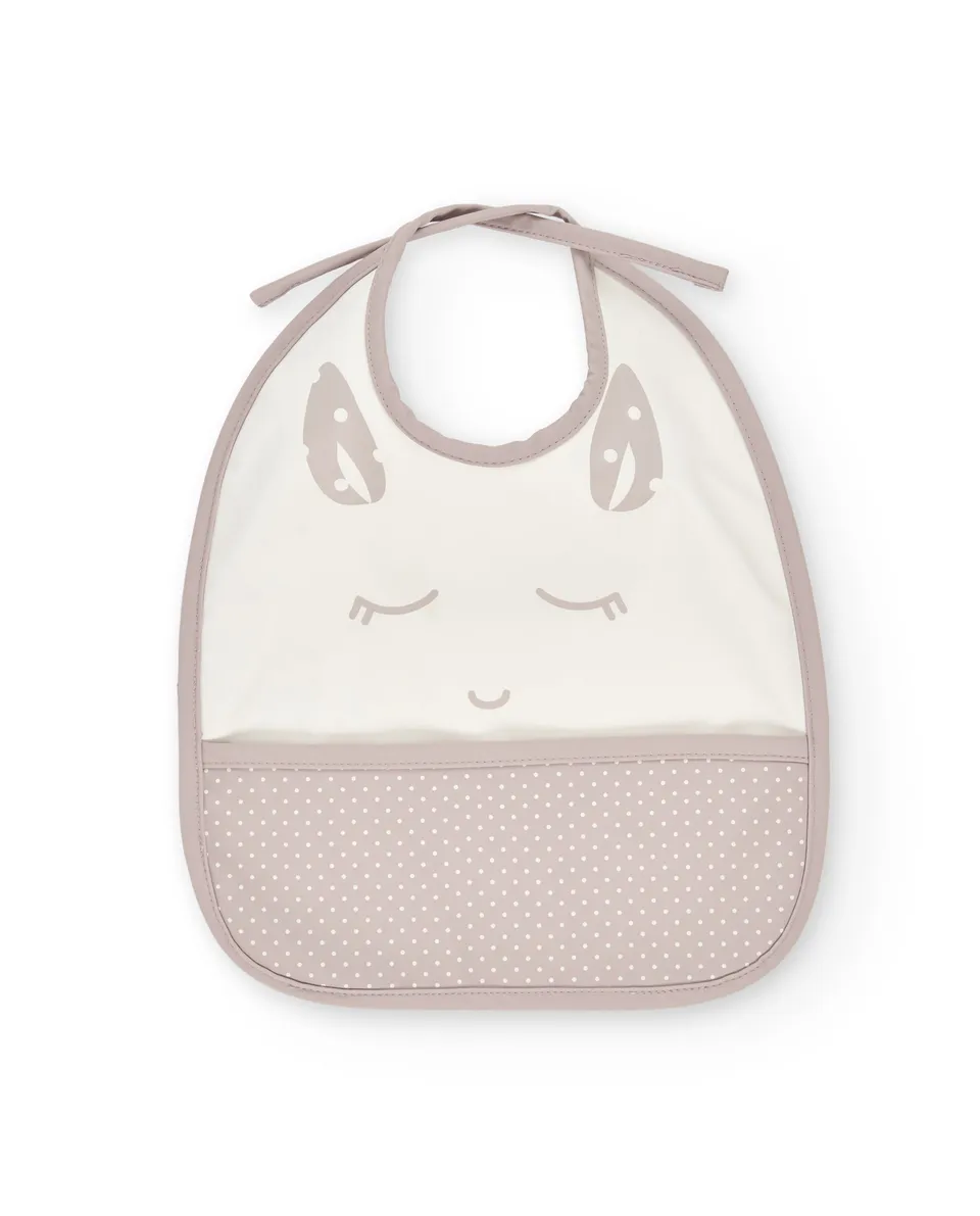 TucTuc Accessori Bavaglino Beige Impermeabile con Tasca