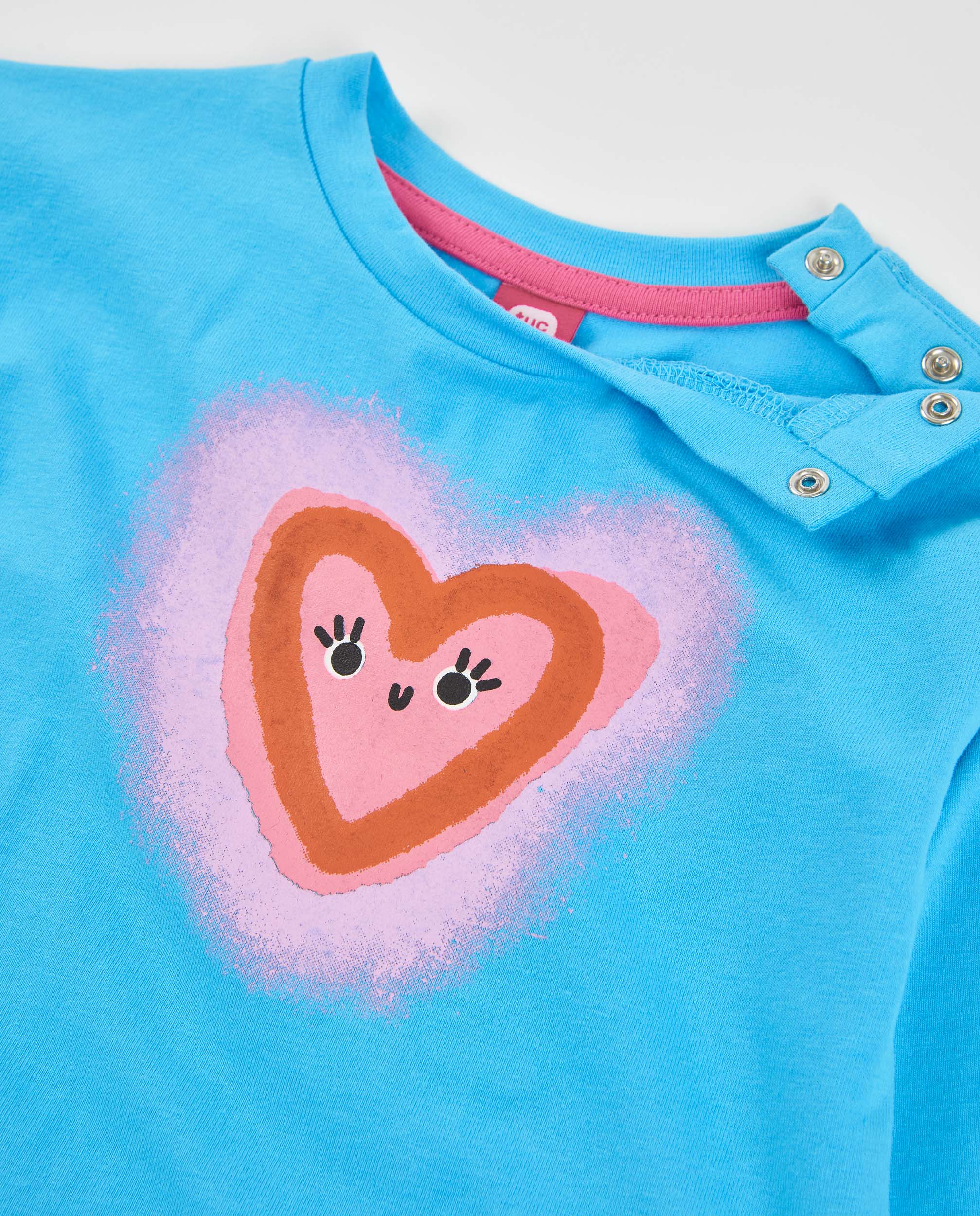 TucTuc Magliette maglia bambina azzurro cuore cotone