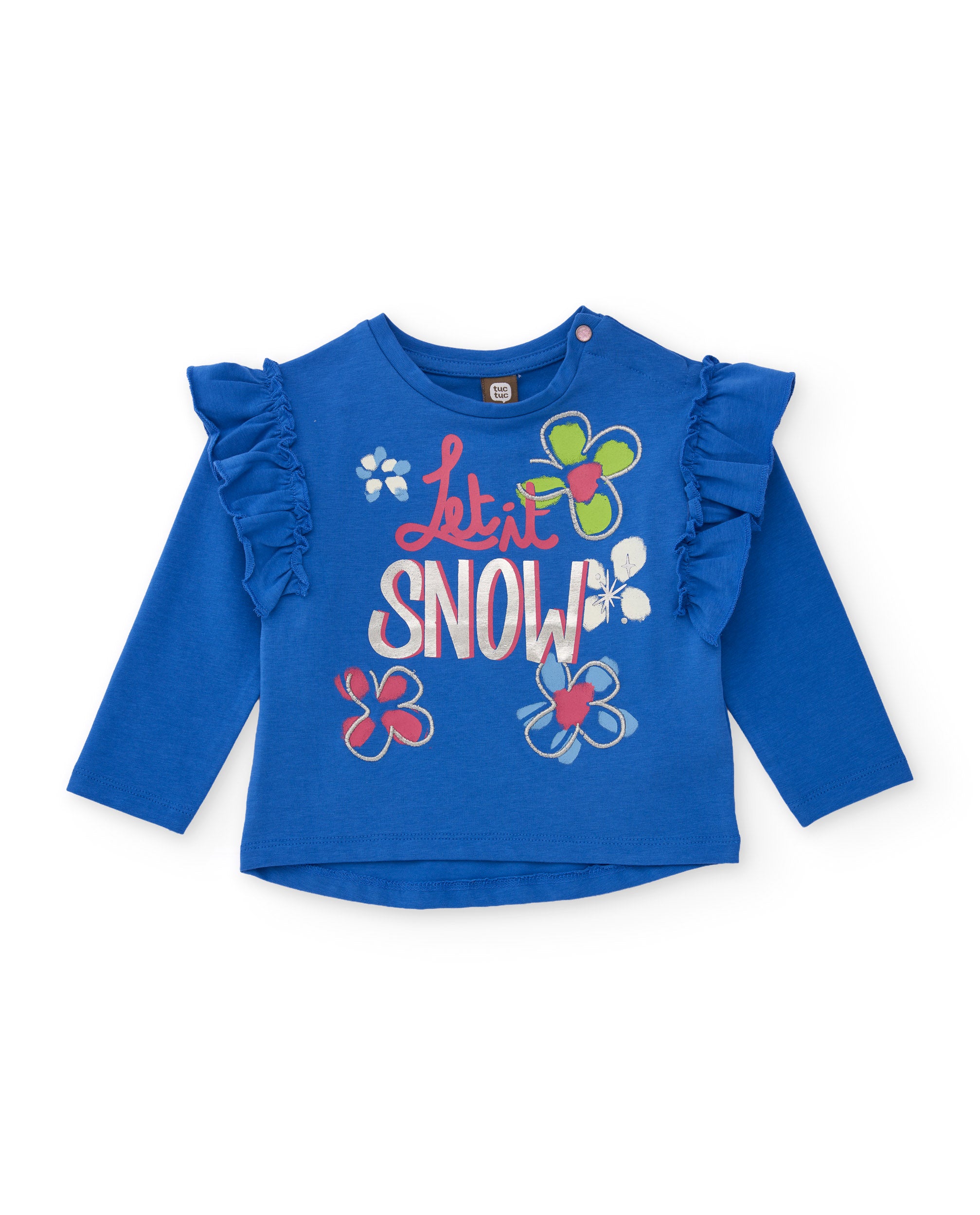TucTuc Magliette Maglia Bambina Blu Fiori