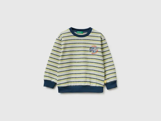 United Colors of Benetton Felpa Oversize a Righe Taglia 104 Cotone
