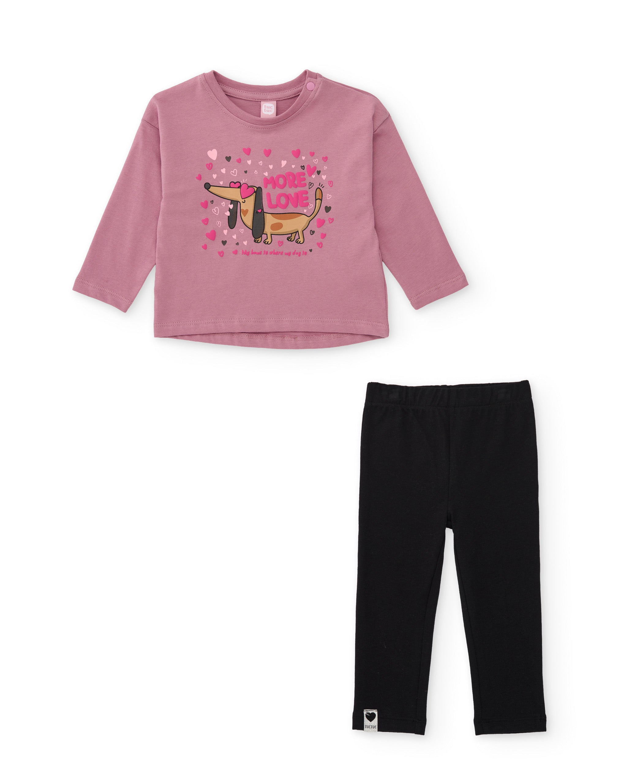 TucTuc Completo Bambina Rosa Cotone Bassotto 2 Pezzi