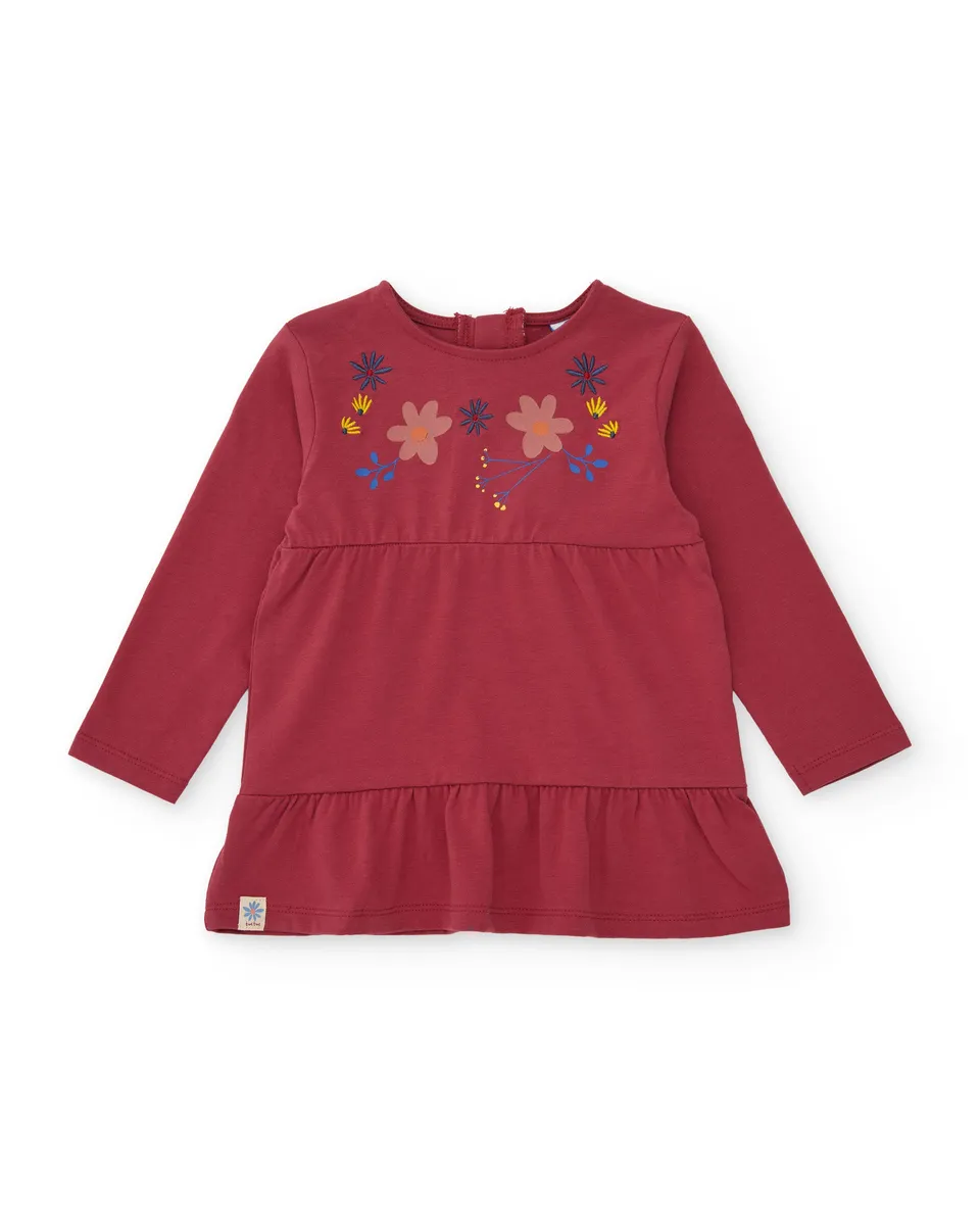 TucTuc Magliette Maglia bimba bordeaux floreale