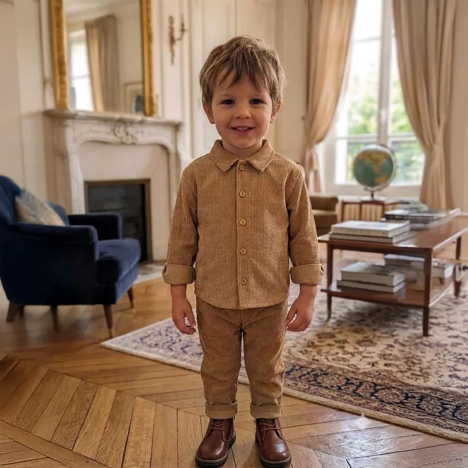 Petite Citrouille Les Basiques pantalone velluto marrone cotone
