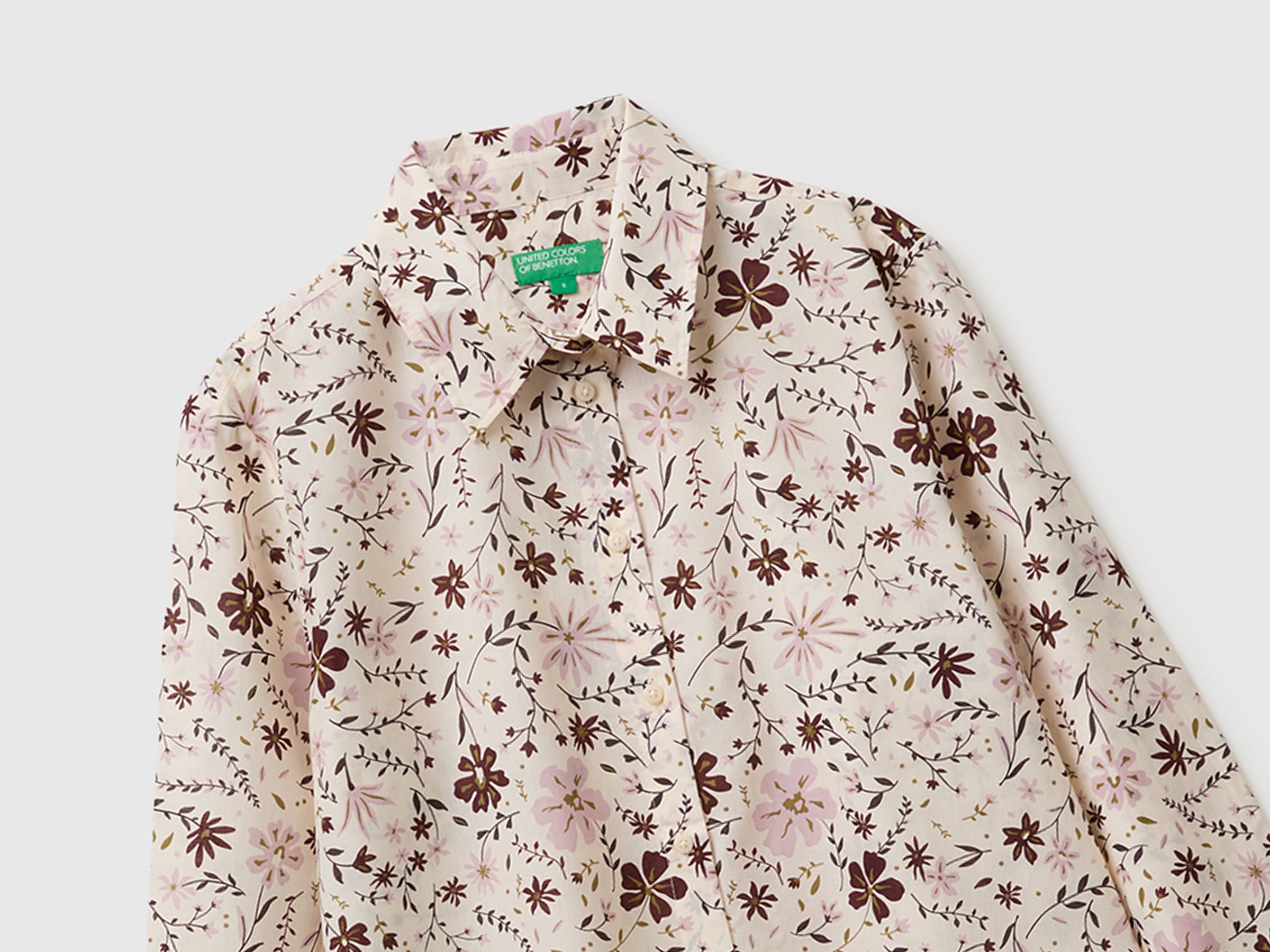 United Colors of Benetton Camicia fantasia cotone collo punta