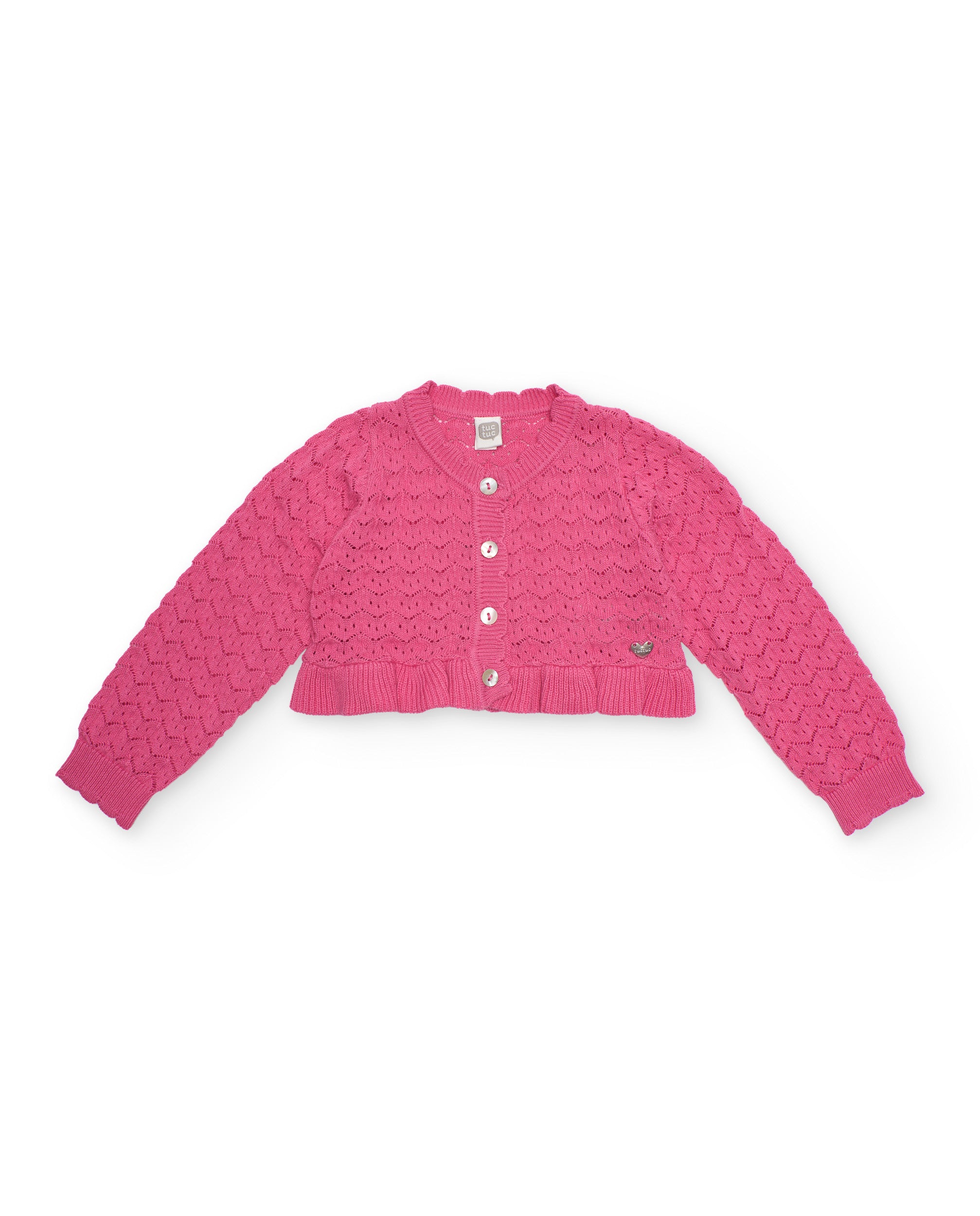 TucTuc Maglioni Cardigan Bambina Tricot Rosa Traforata