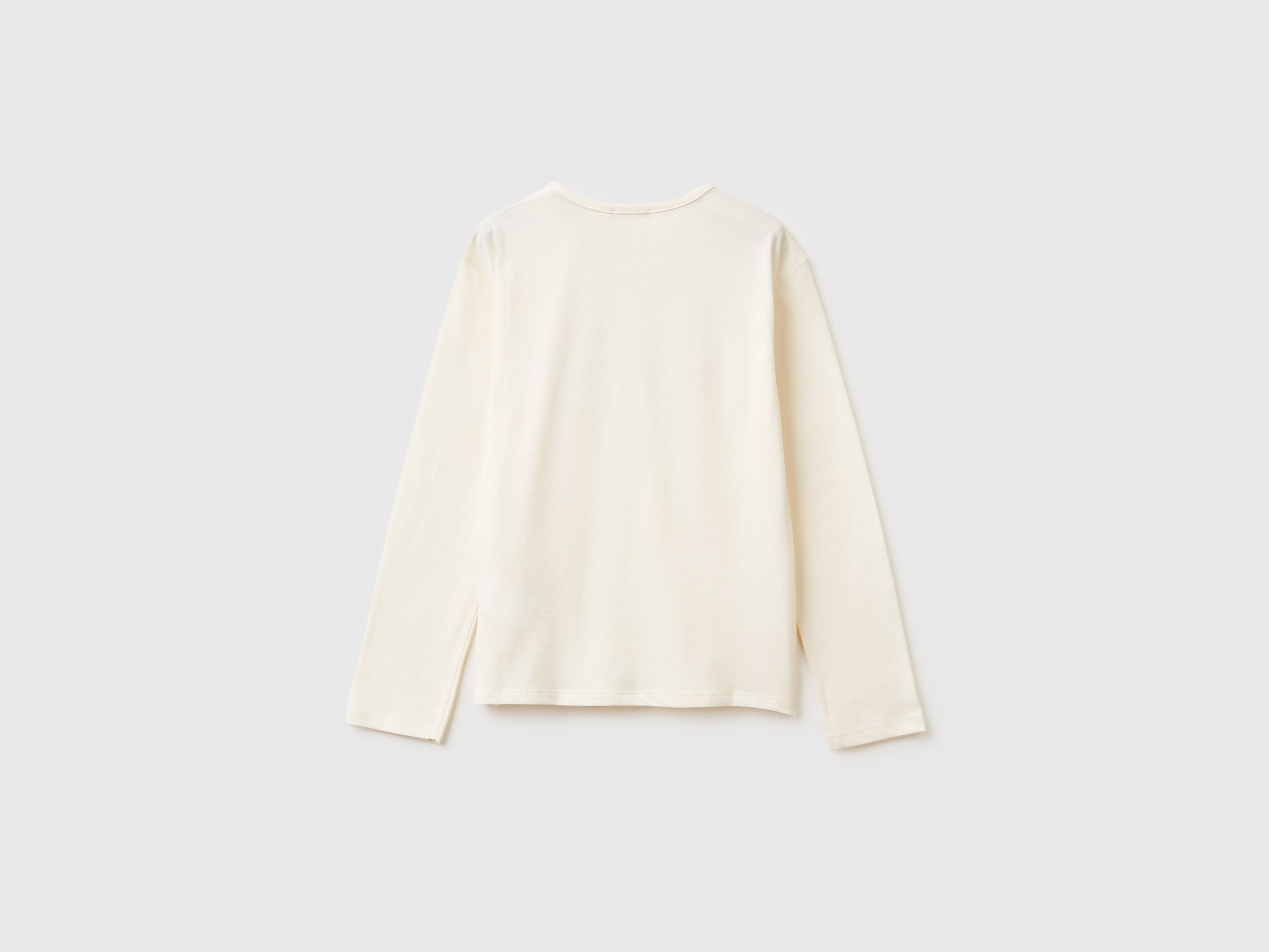 Benetton T-Shirt paillettes maglietta cotone bio manica lunga