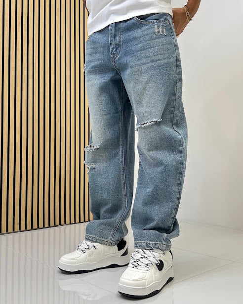 Sottosopra ANWJ03A26 jeans balloon jeans due strappi