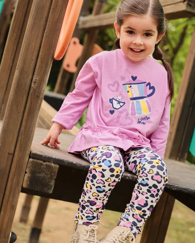 TucTuc Leggings leggings bambina felpa animalier crudo