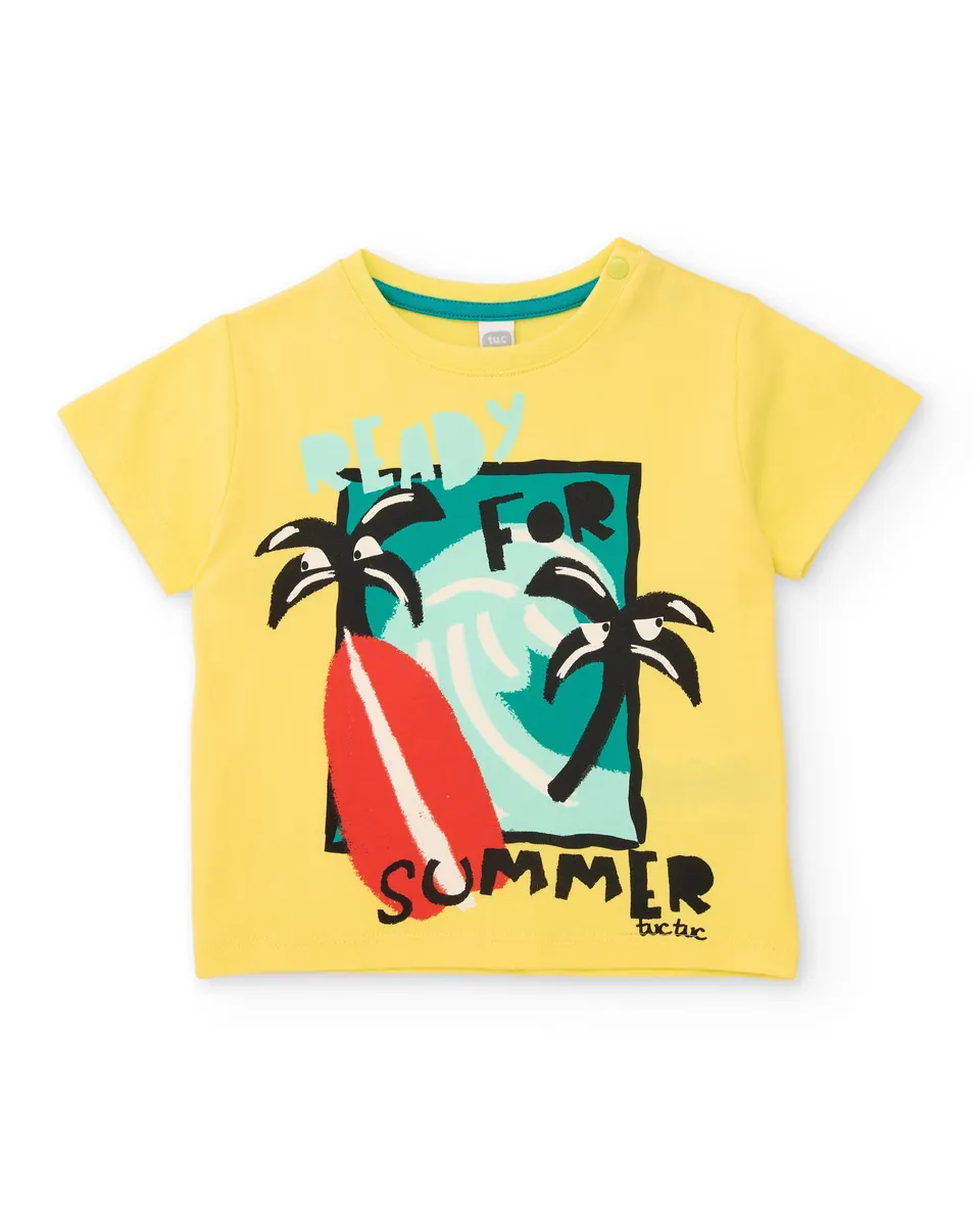 TucTuc Magliette T-Shirt Surf Gialla Neonato Cotone Stampa Estate