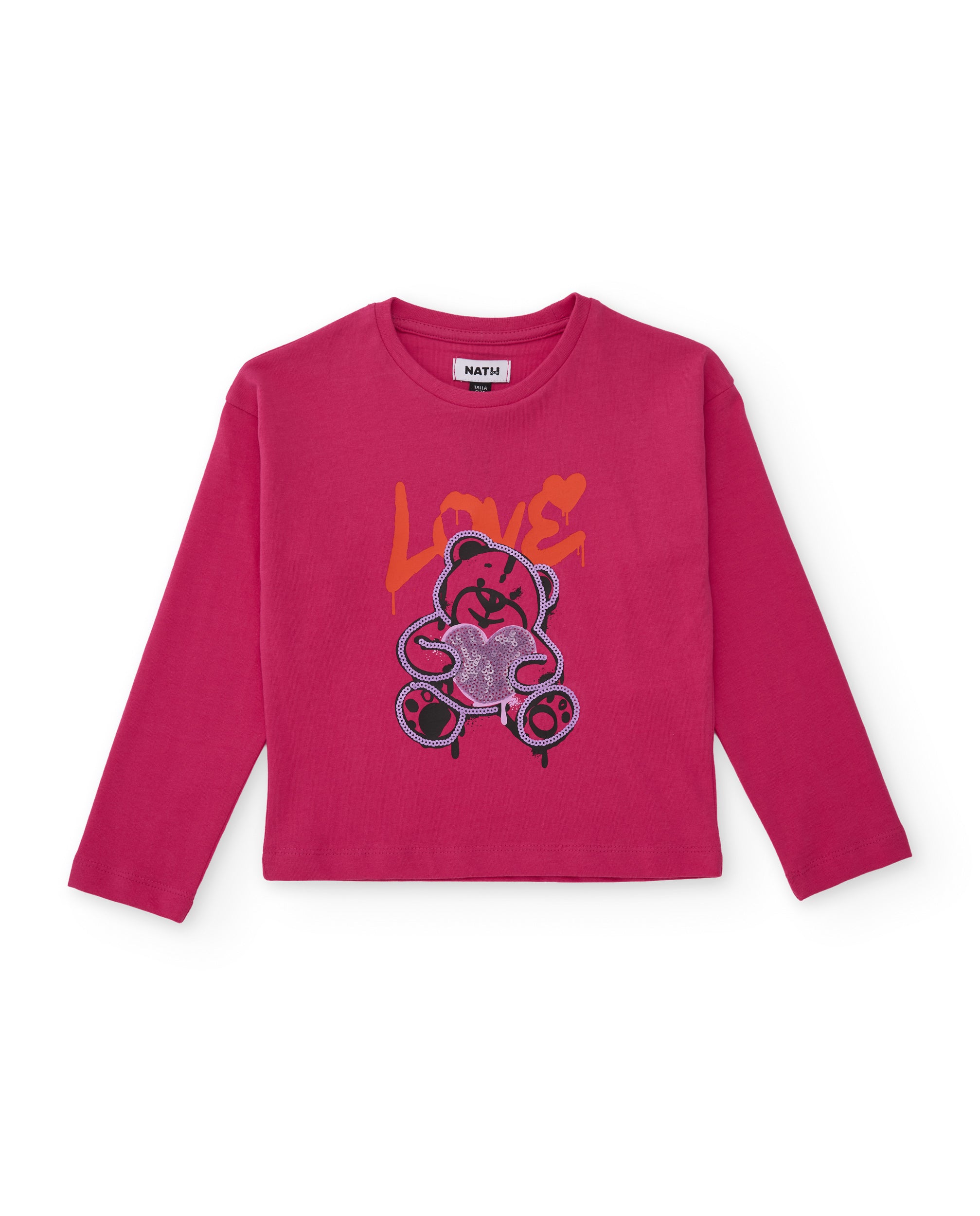 TucTuc Magliette Orsacchiotto Maglietta Bimba Fucsia Manica Lunga