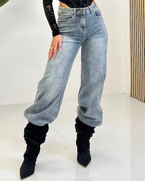 Sottosopra jeyw1900 jeans vita alta tasca maculata strass S