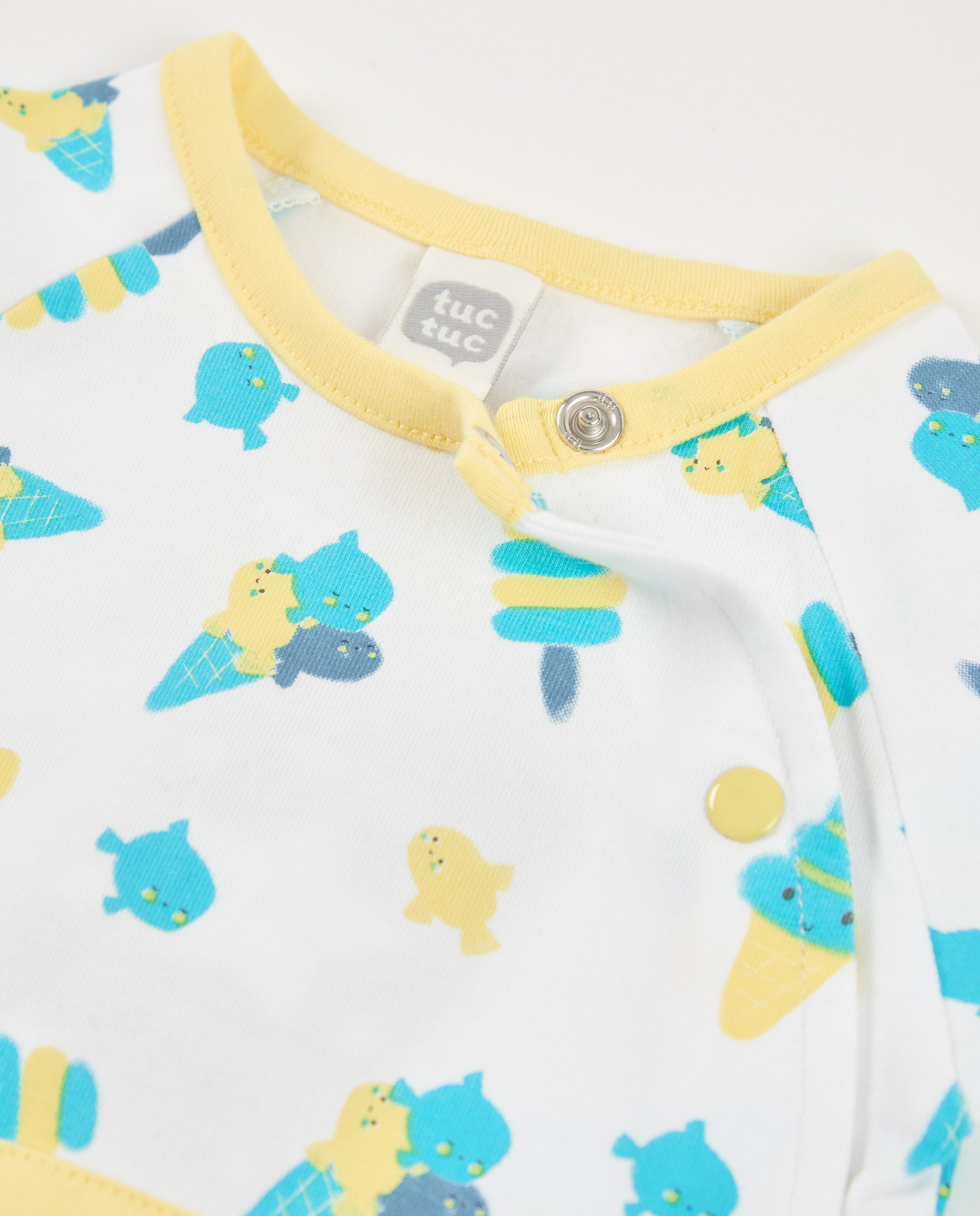 TucTuc Tutine Pagliaccetto Maglia Neonato Bianco Tasca