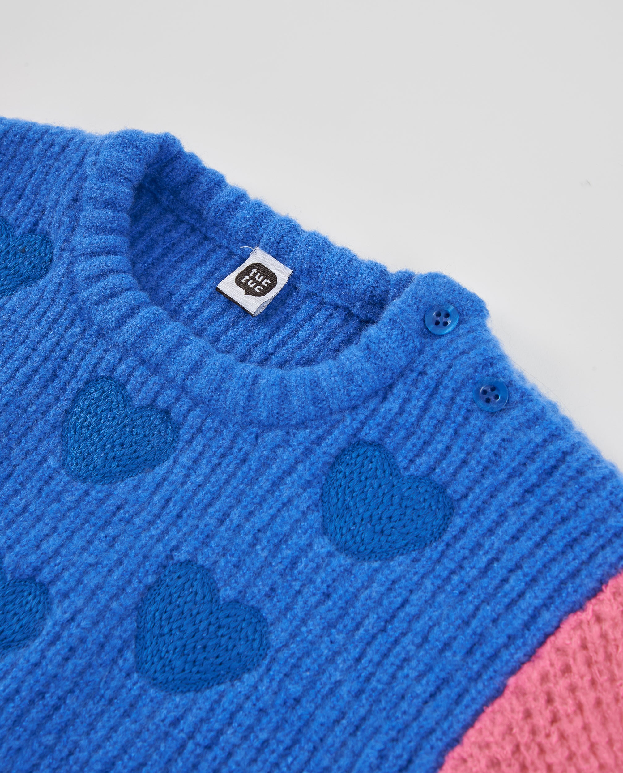 TucTuc Maglioni Maglione bambina cuori blu maniche bicolore