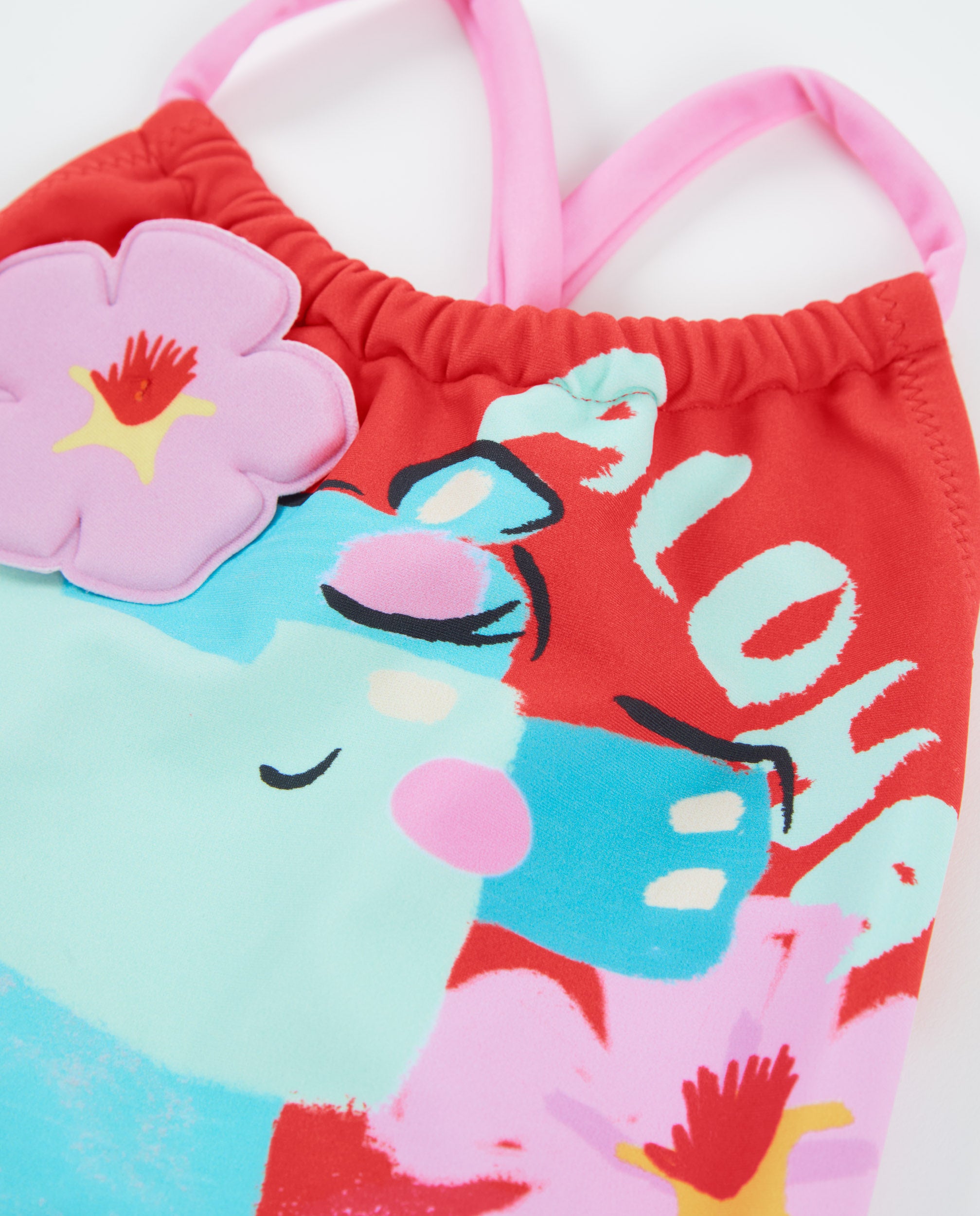TucTuc Costumi Da Bagno costume bambina rosso doppia balza