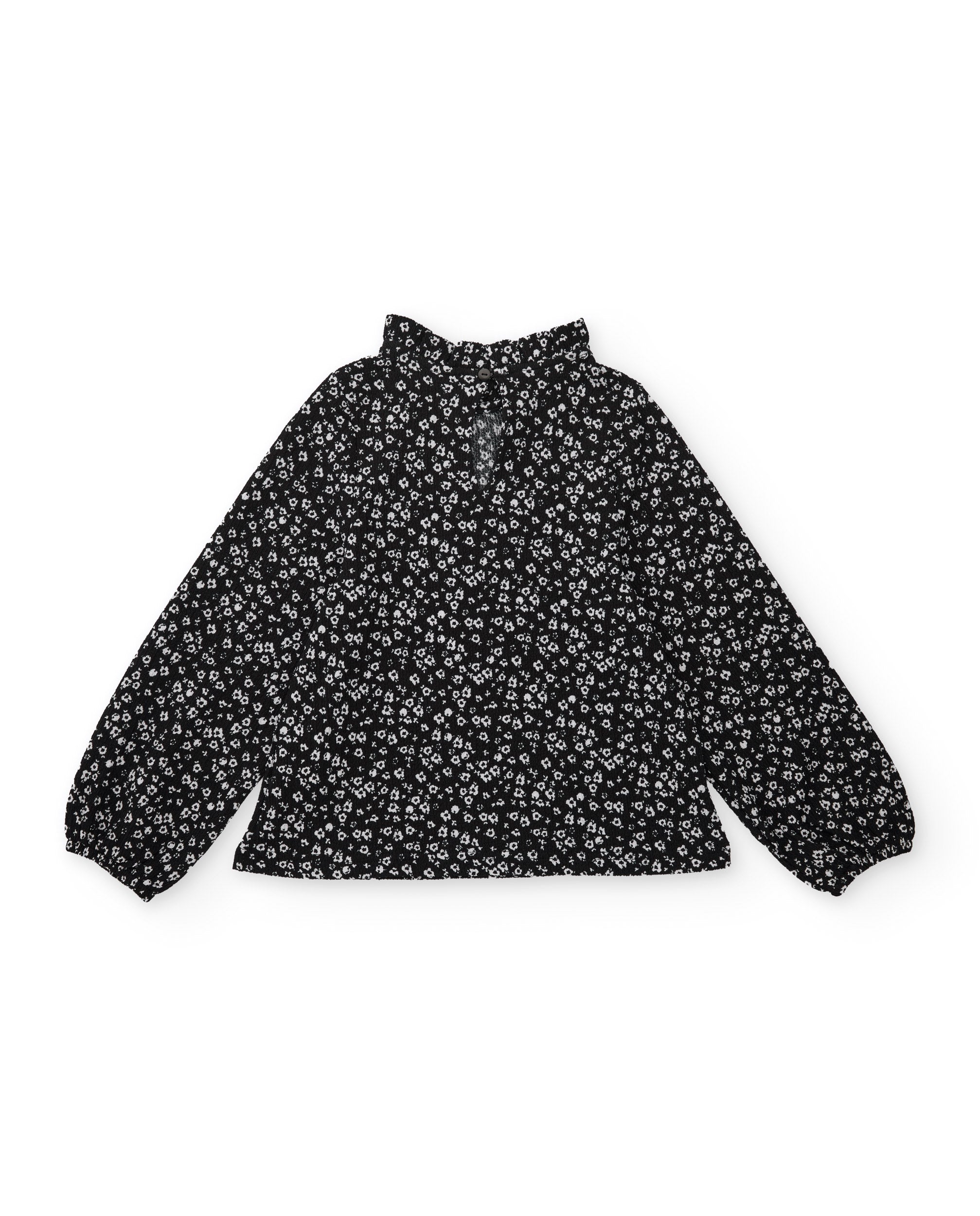 TucTuc Camicette blusa bambina nero floreale collo alto