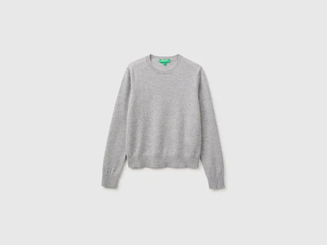United Colors of Benetton Maglione Cashmere Grigio Chiaro Taglia M