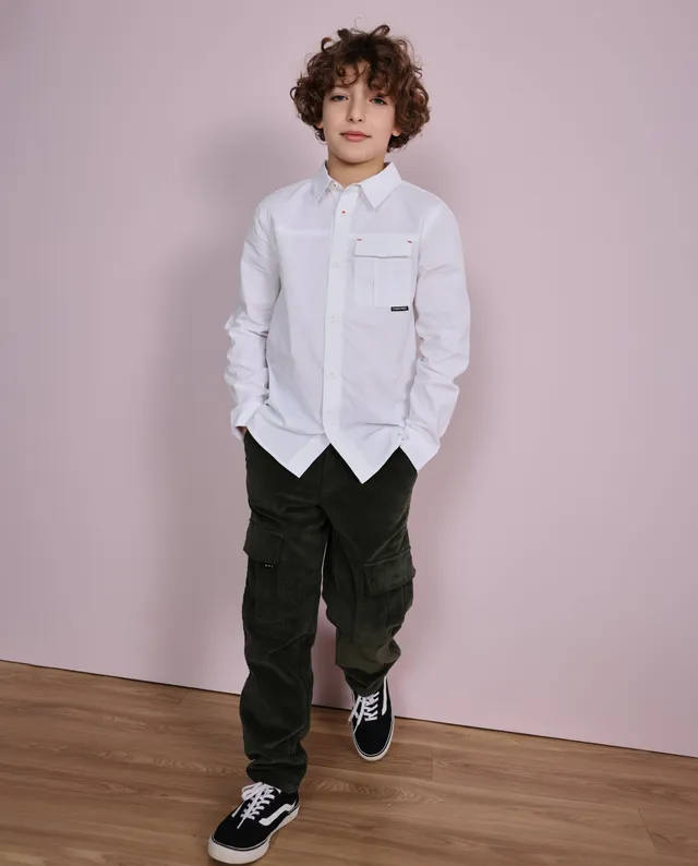 TucTuc Pantaloni velluto bambino verde oliva cargo